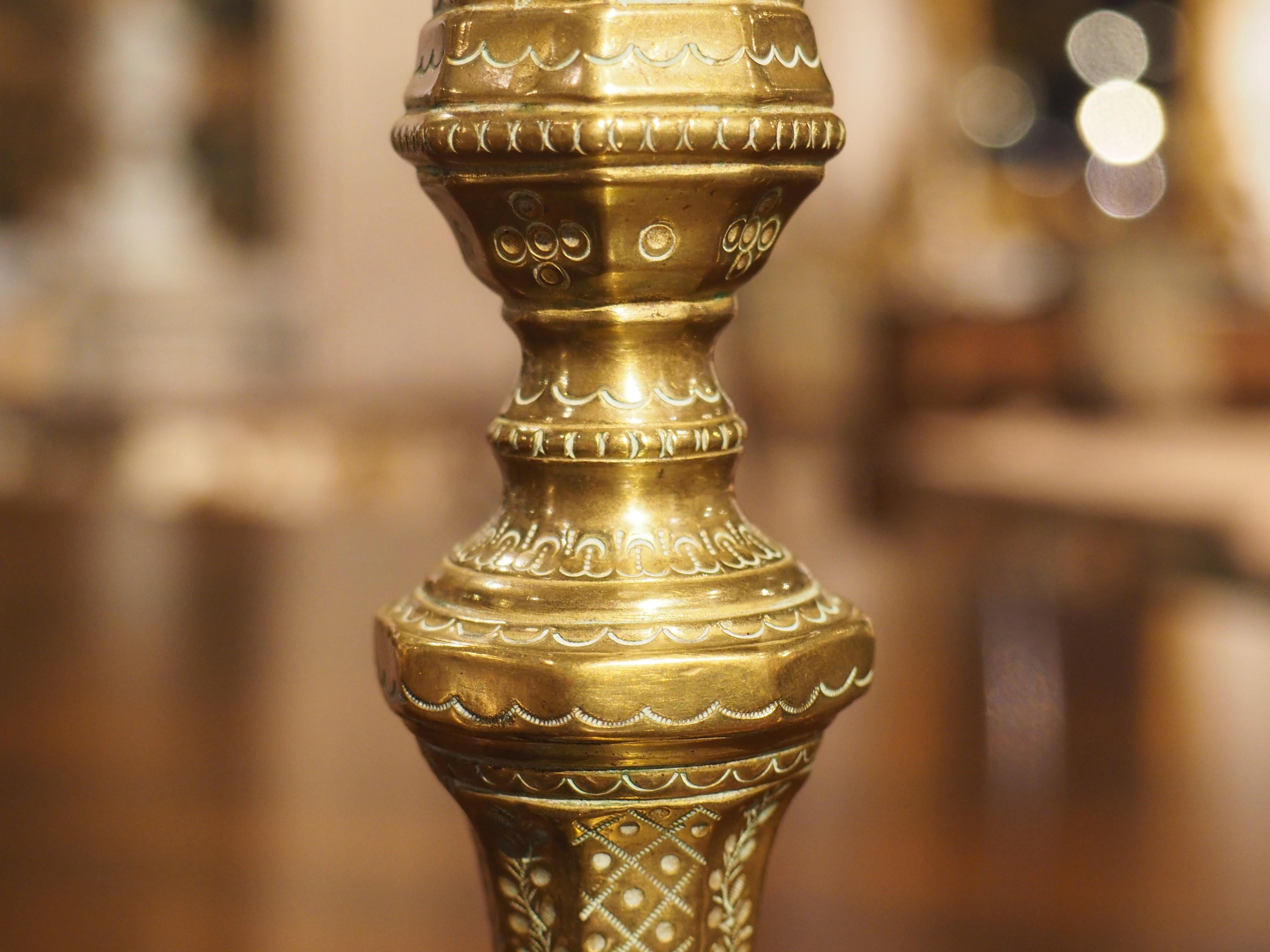 18th Century French Chiseled and Gilded Bronze Candlestick 4
