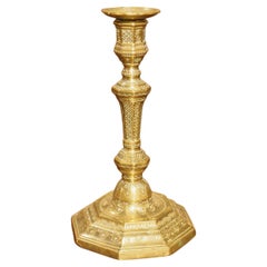 18th Century French Chiseled and Gilded Bronze Candlestick