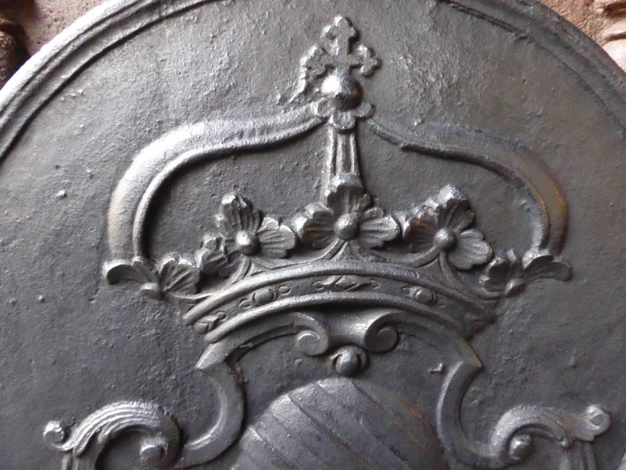 Louis XV 18th Century French 'Coat of Arms' Fireback