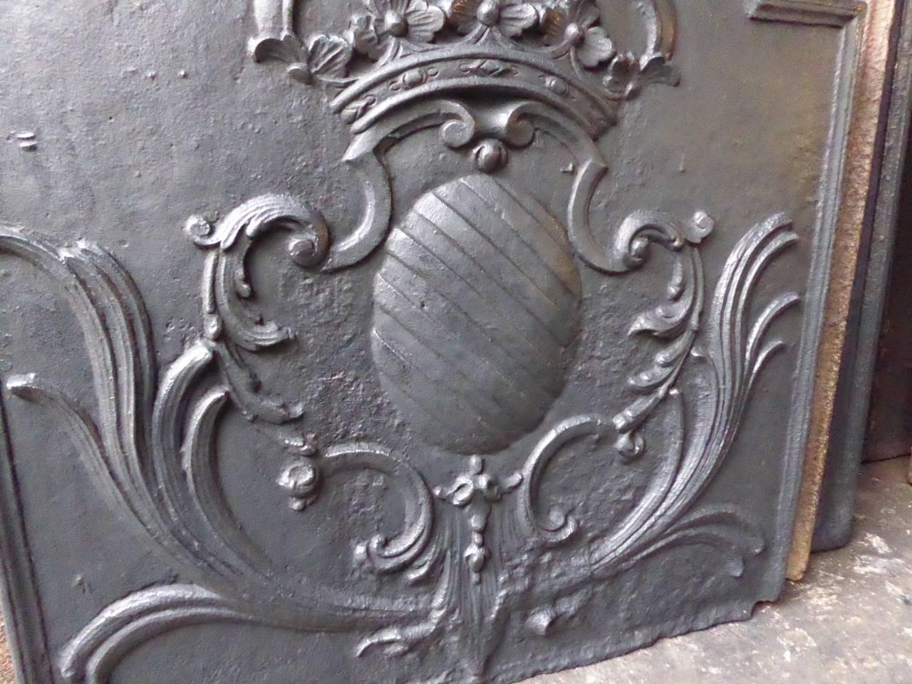 Cast 18th Century French 'Coat of Arms' Fireback