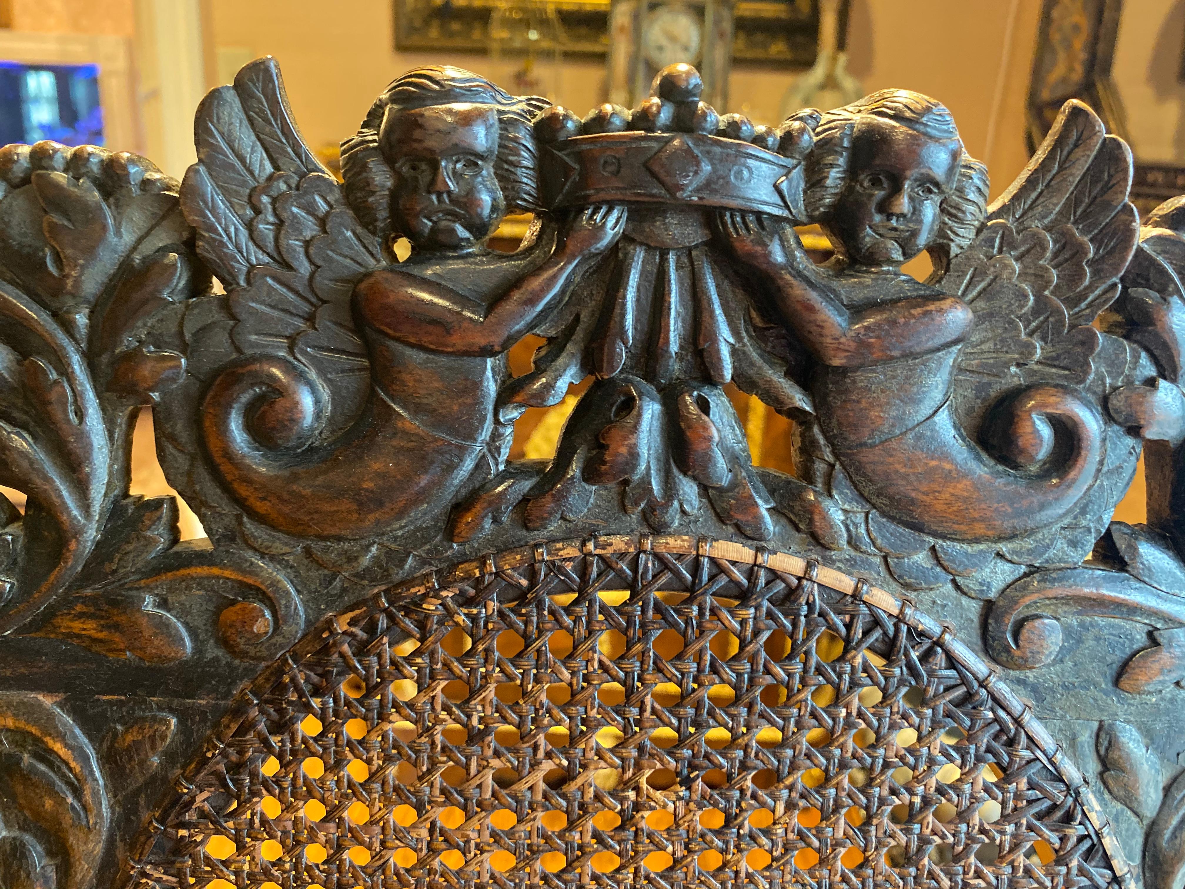 18th Century French Commerce Antique Carved Wood Chair In Good Condition For Sale In Washington Crossing, PA