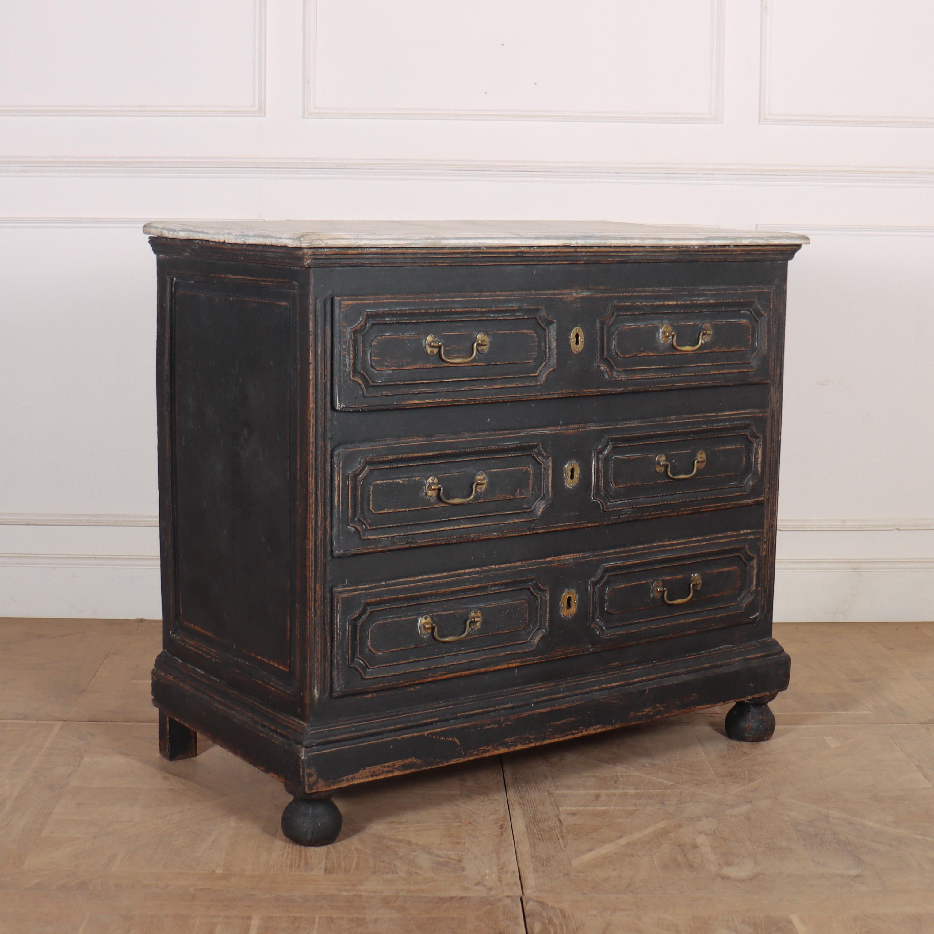 18th C French painted oak commode with a faux marble top. 1790.

Reference: 8039

Dimensions
46 inches (117 cms) Wide
24.5 inches (62 cms) Deep
42 inches (107 cms) High