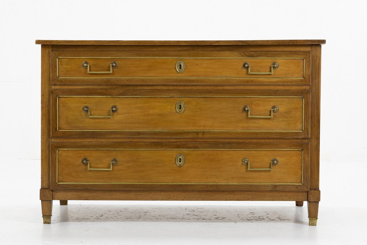 18th Century French cherrywood and walnut commode.
 