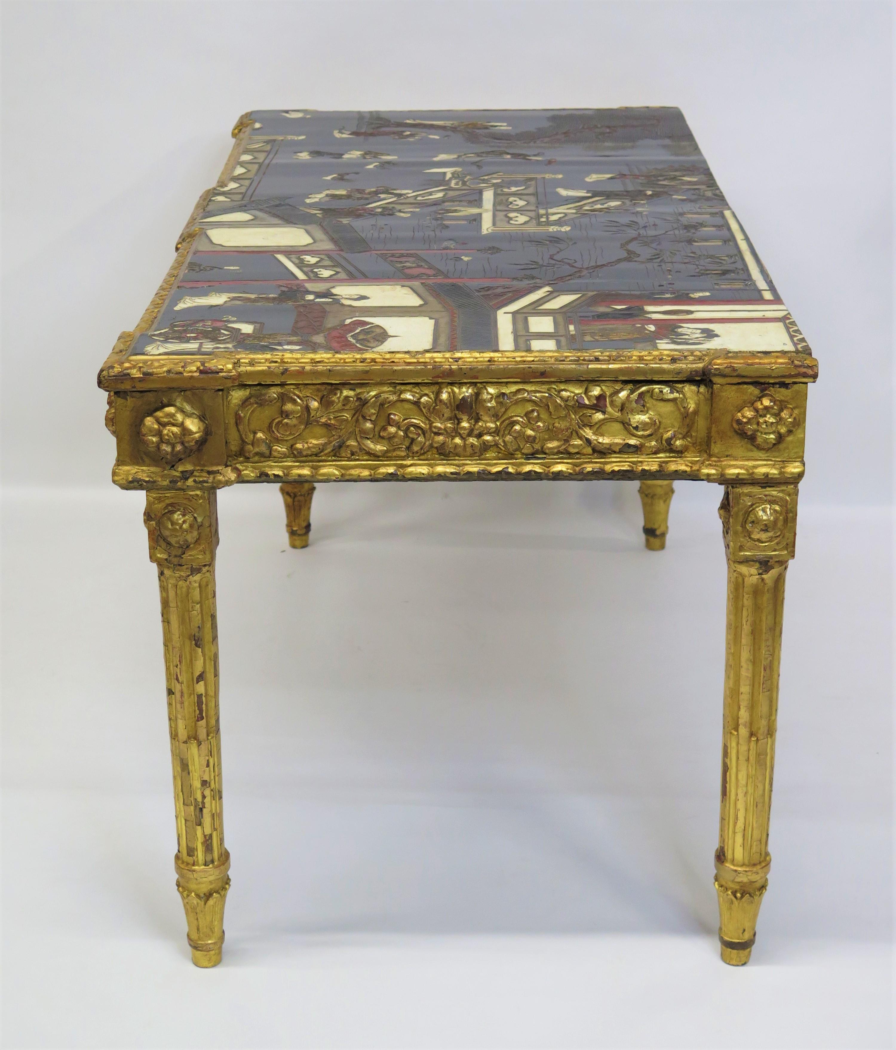Louis XVI 18th Century French Console with Chinese Coromandel Top For Sale