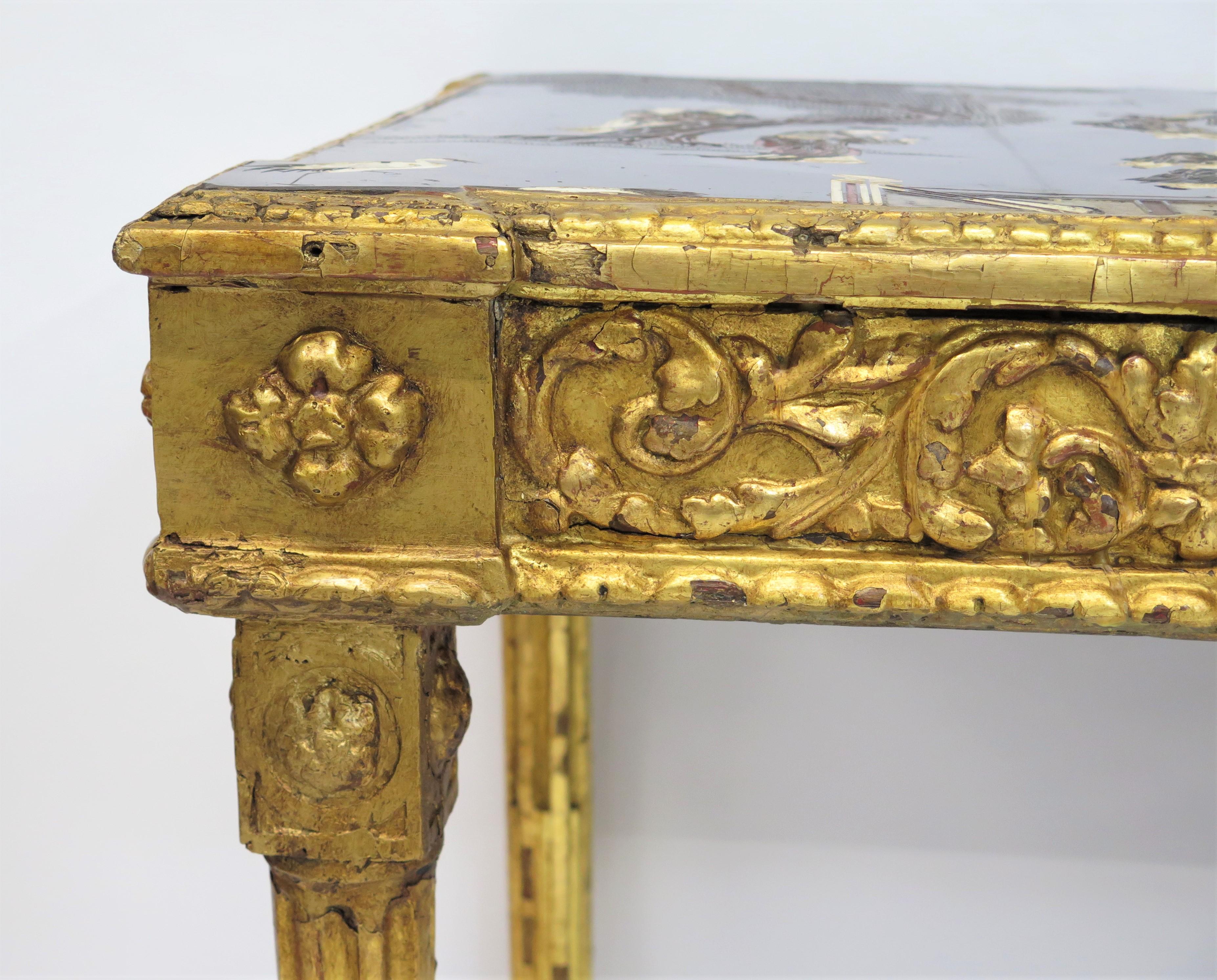 Wood 18th Century French Console with Chinese Coromandel Top