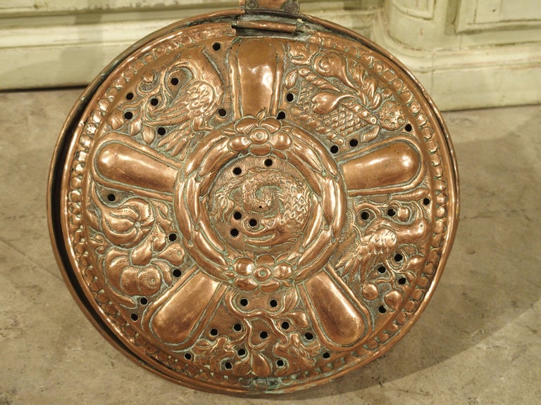 18th Century French Copper Bassinoire Bed Warmer For Sale at 1stDibs