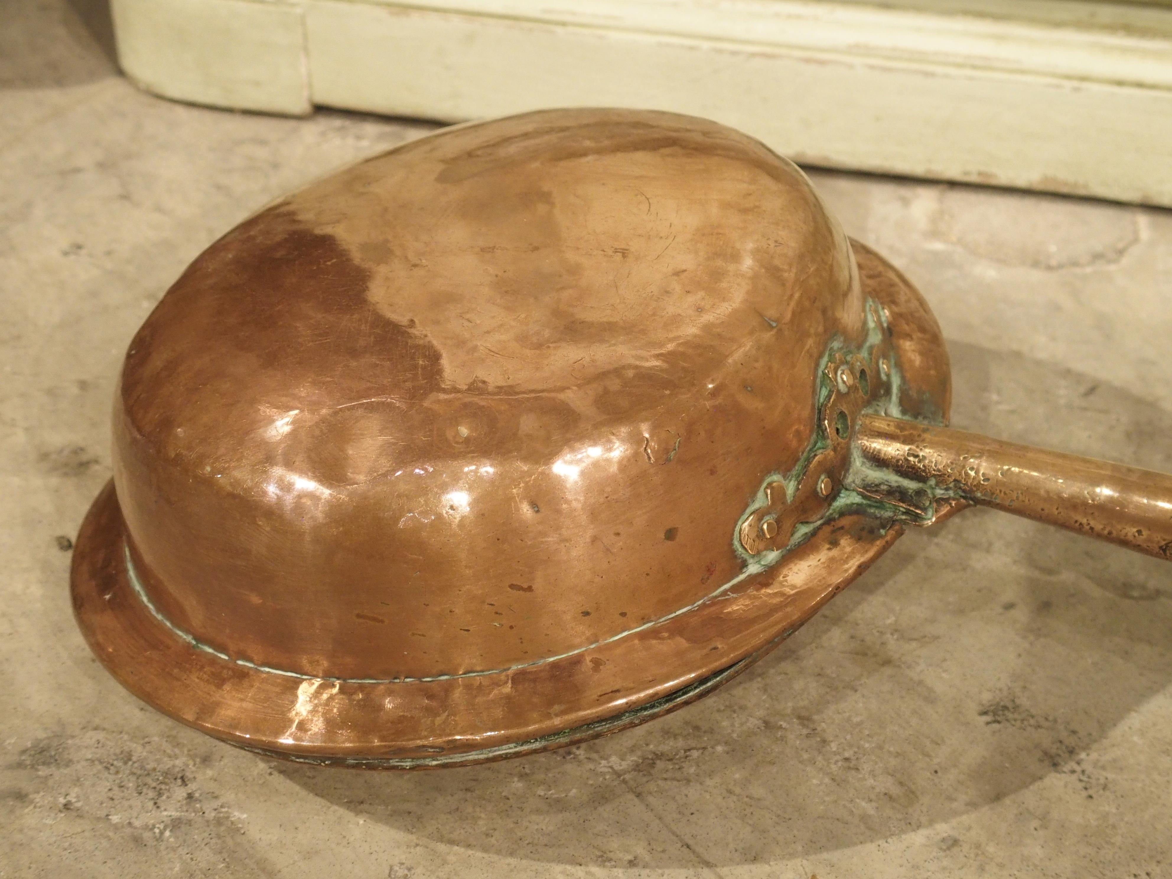18th Century and Earlier 18th Century French Copper Bassinoire Bed Warmer For Sale