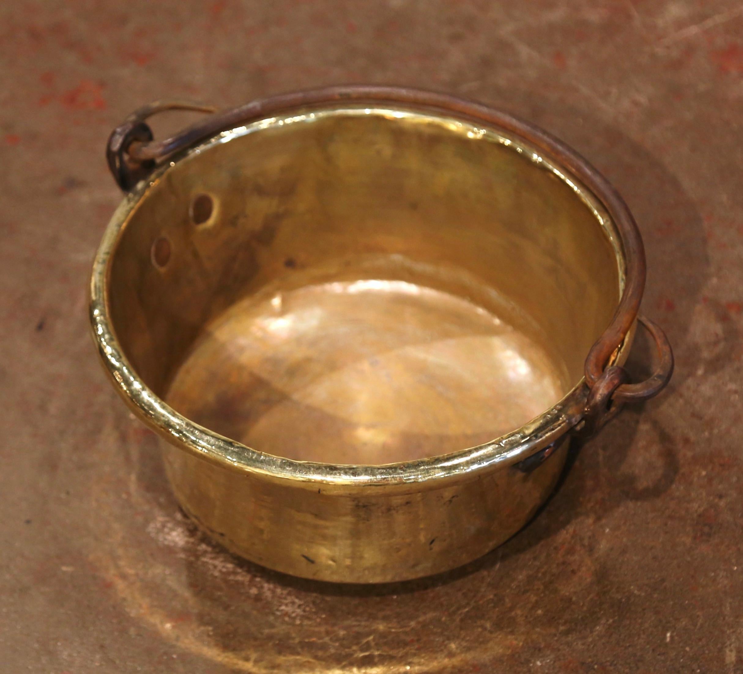 18th Century French Copper Jelly and Jam Boiling Bowl with Forged Iron Handle 5