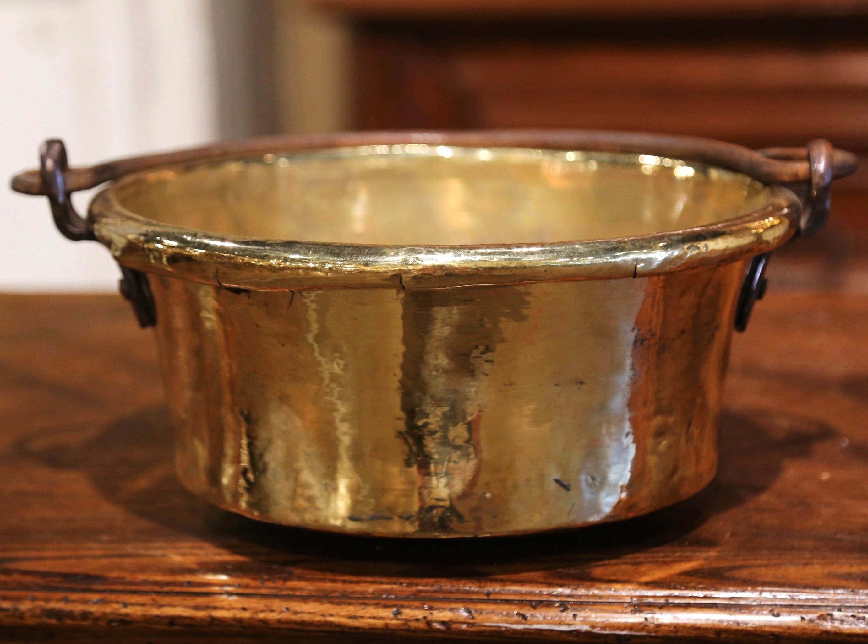 Country 18th Century French Copper Jelly and Jam Boiling Bowl with Forged Iron Handle