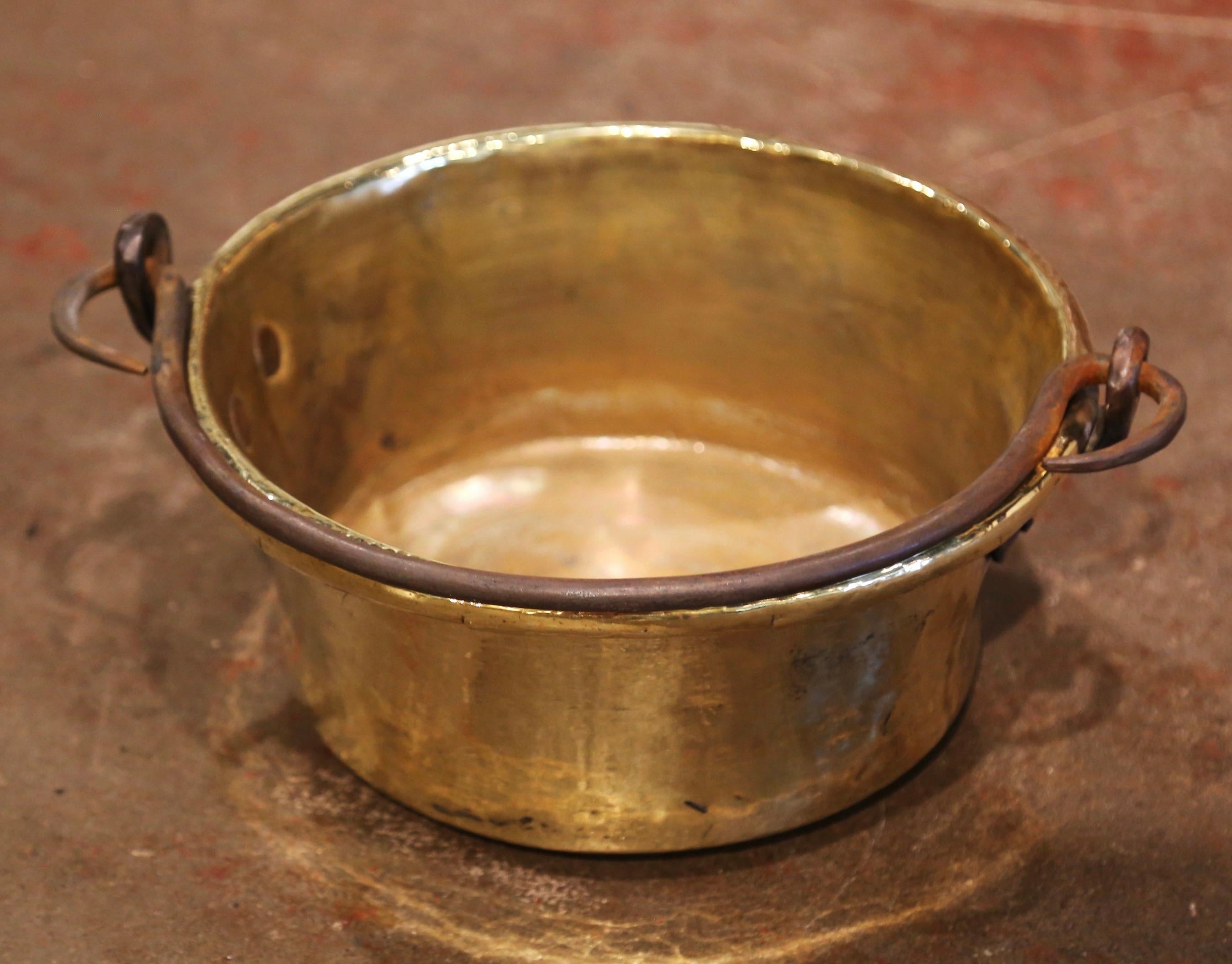 18th Century French Copper Jelly and Jam Boiling Bowl with Forged Iron Handle 3