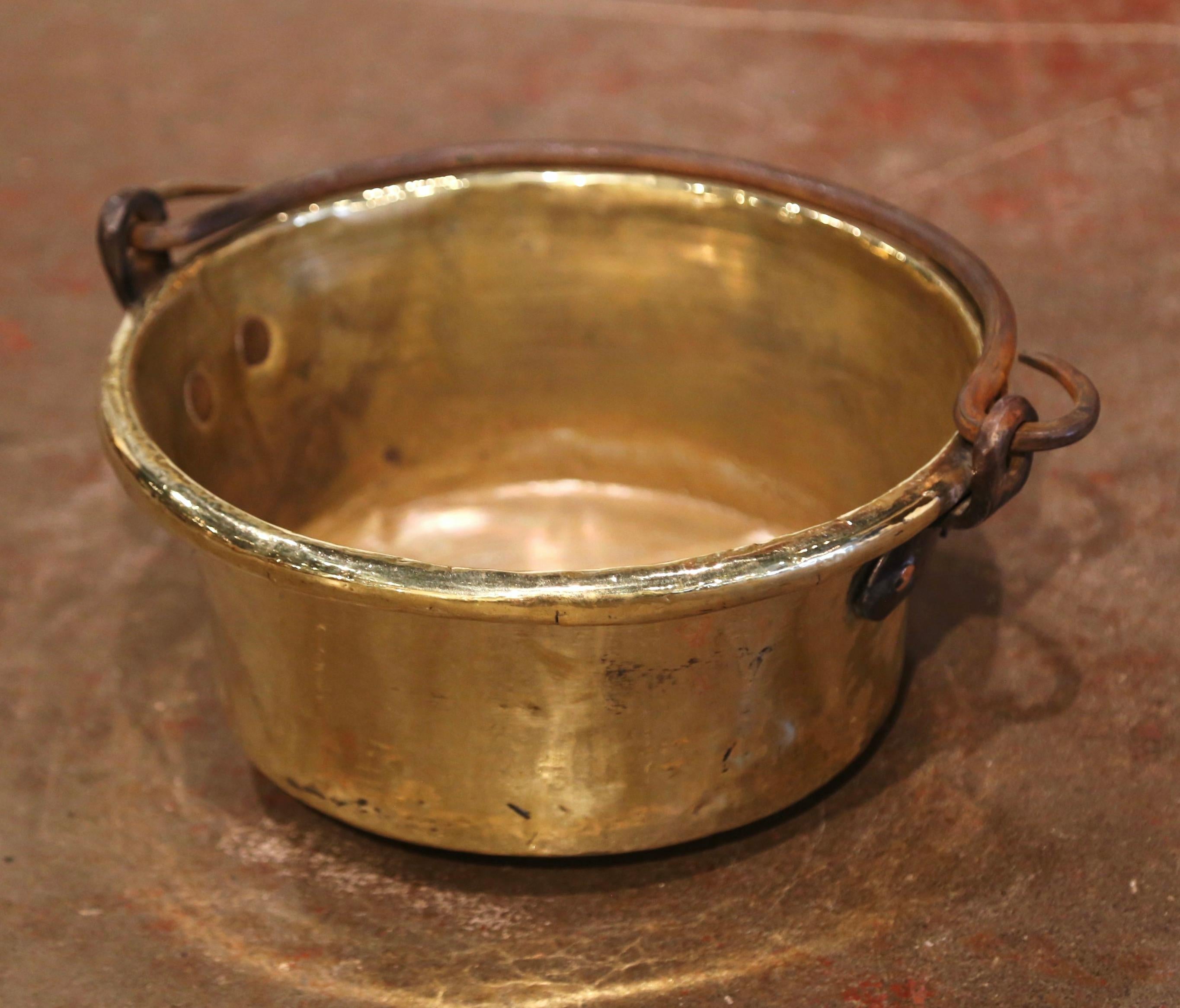 18th Century French Copper Jelly and Jam Boiling Bowl with Forged Iron Handle 4