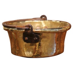 18th Century French Copper Jelly and Jam Boiling Bowl with Forged Iron Handle