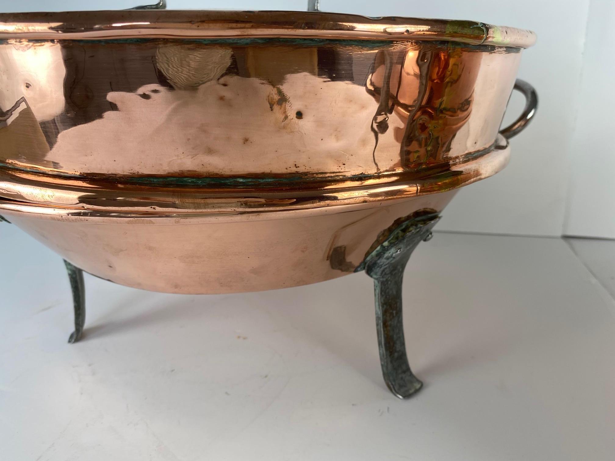 18th century large copper tourtiere or pie pots with lids.Measures: Large Size 17
