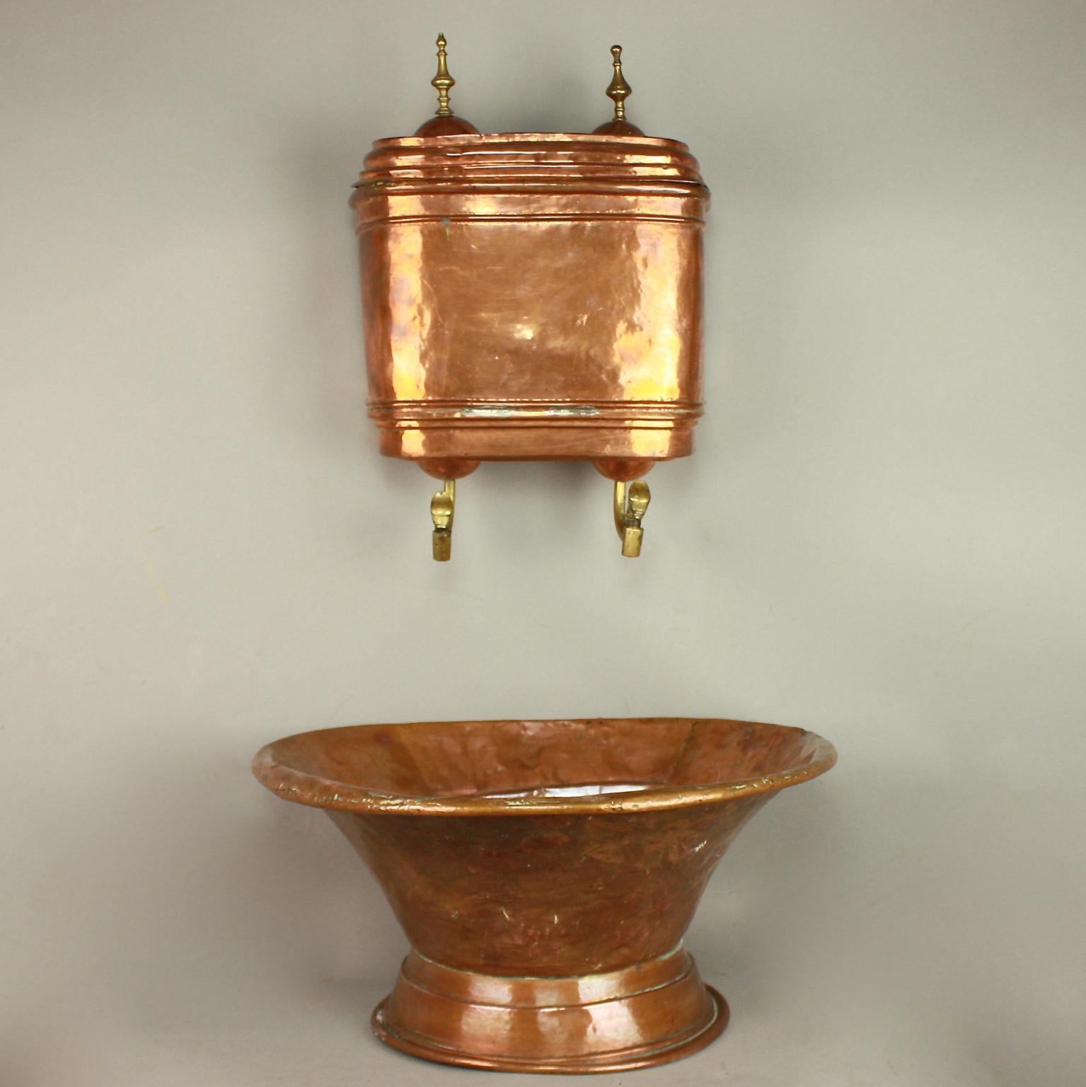 18th Century and Earlier 18th Century French Copper Repoussé Wall Fountain Lavabo