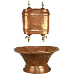 Antique 18th Century French Copper Repoussé Wall Fountain Lavabo