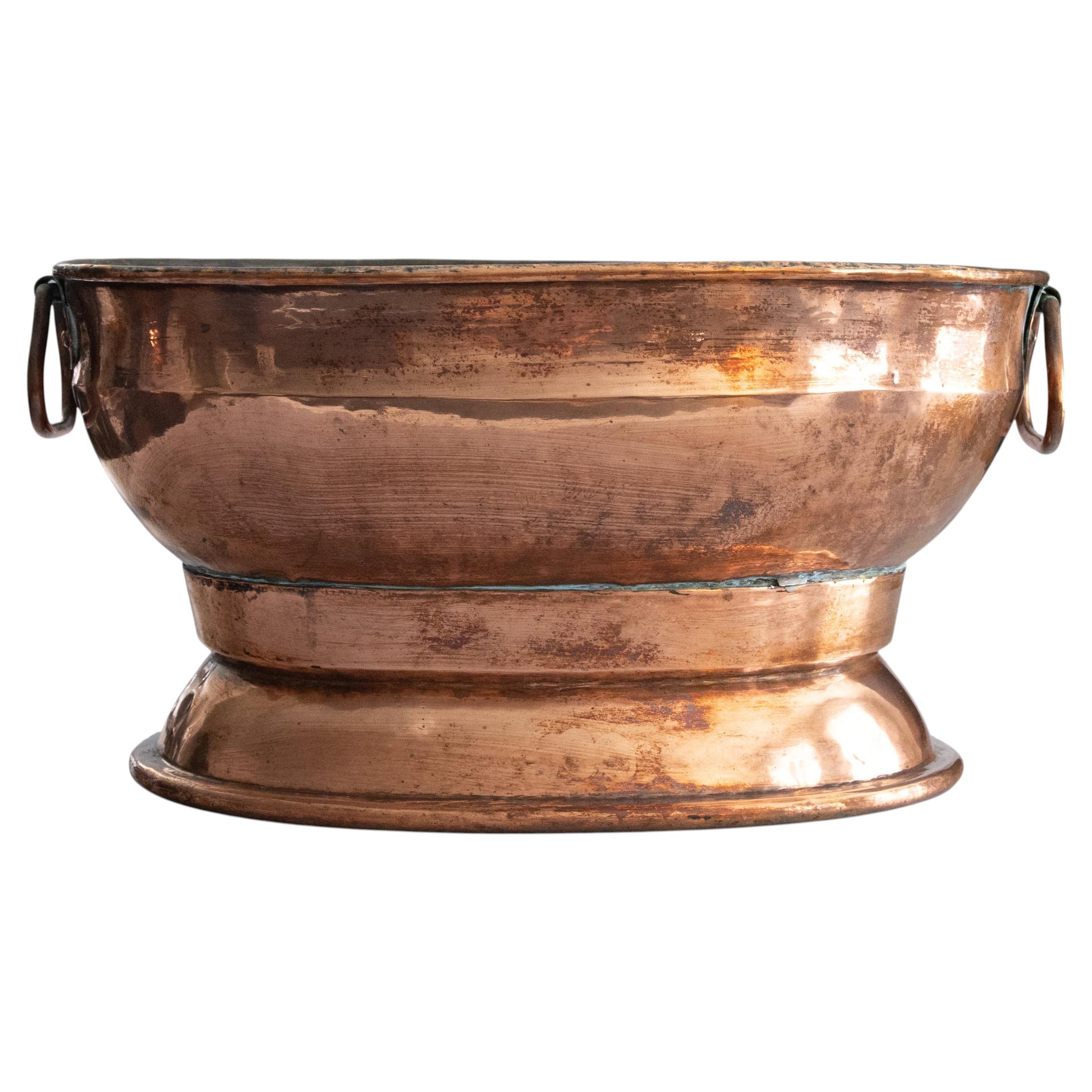 18th C. French Copper Wine Cooler Champagne Bucket Rafraichissoir Centerpiece