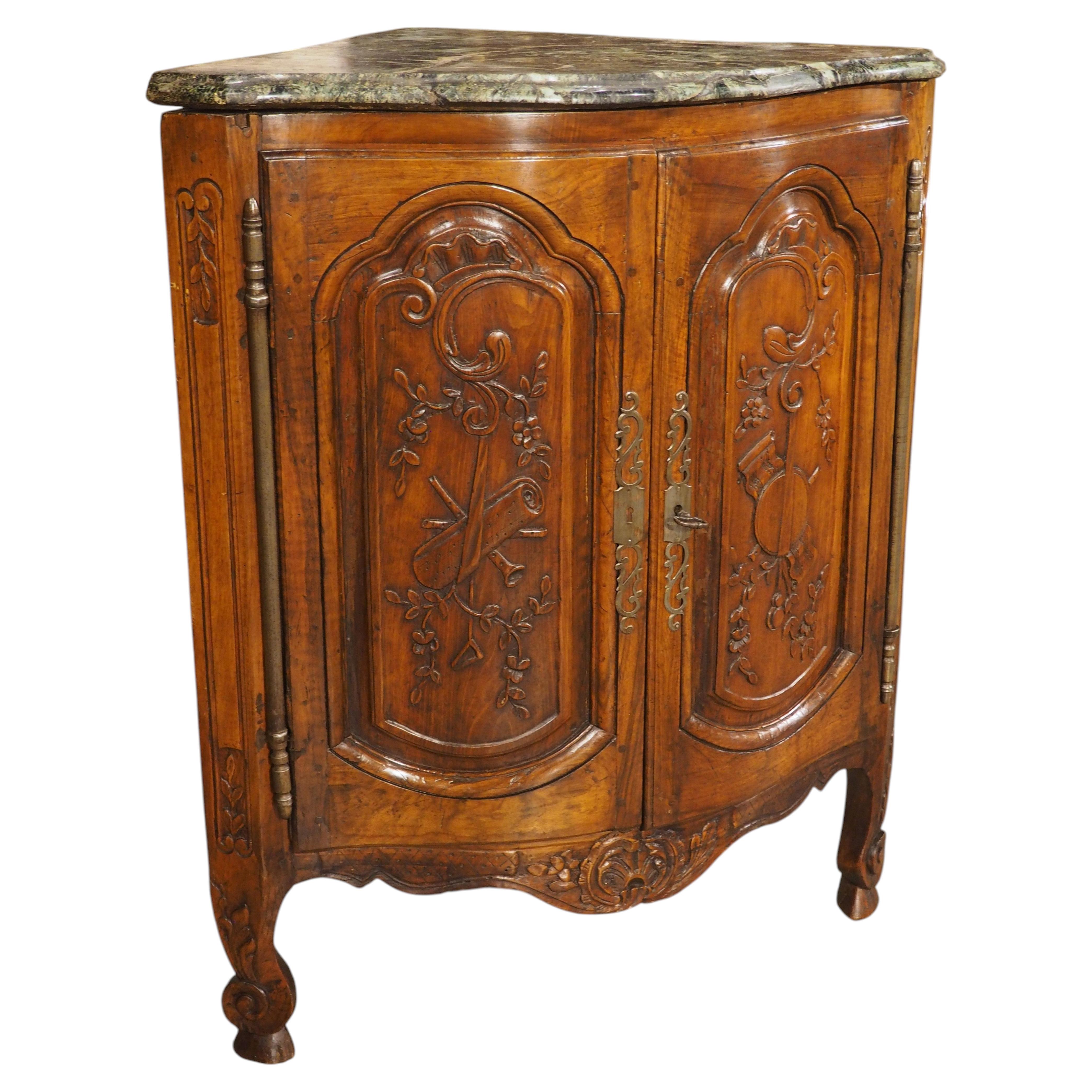 18th Century French Corner Cabinet with Musical Trophy Decor, Provence, France