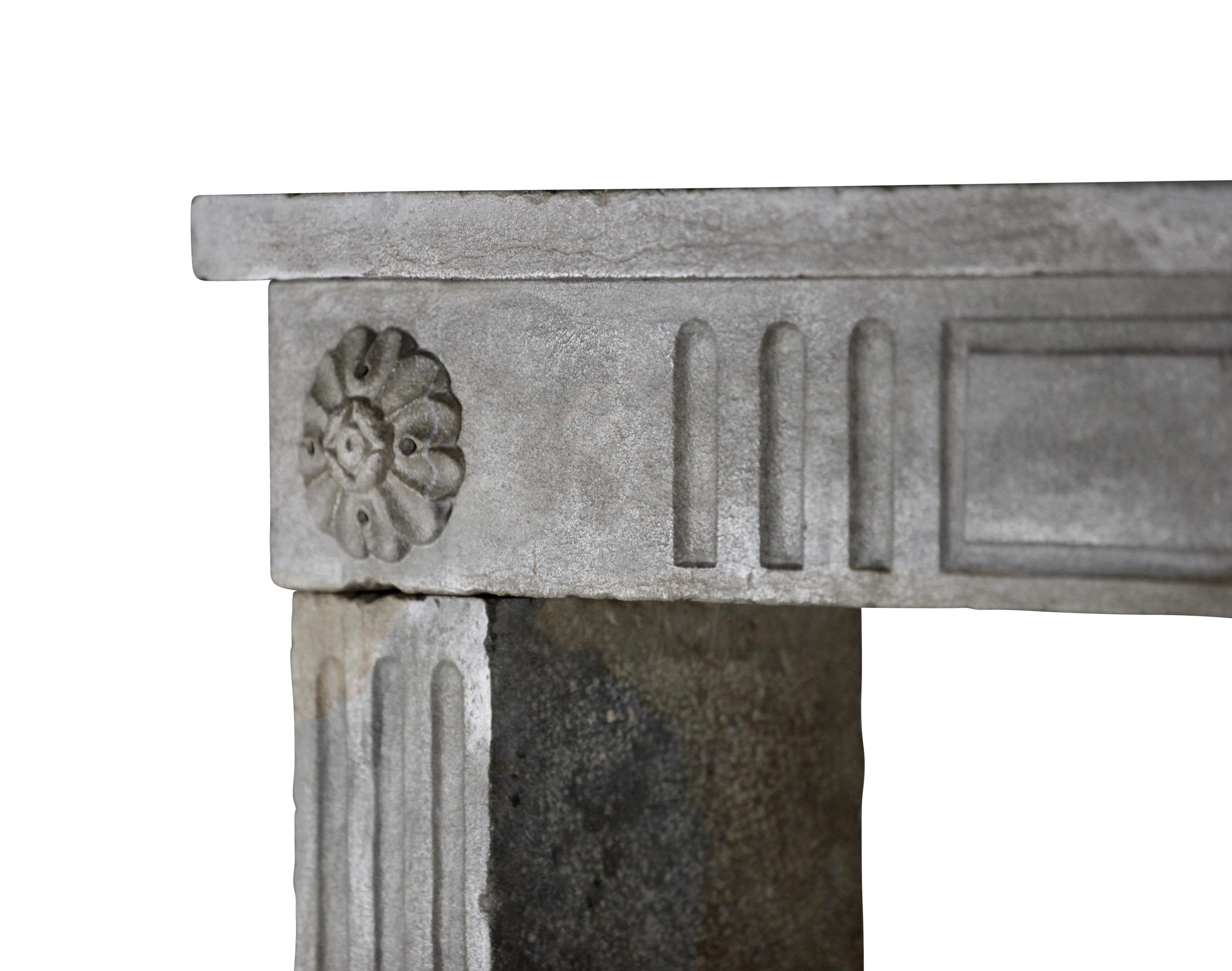 Limestone 18th Century French Country Antique Fireplace Mantle