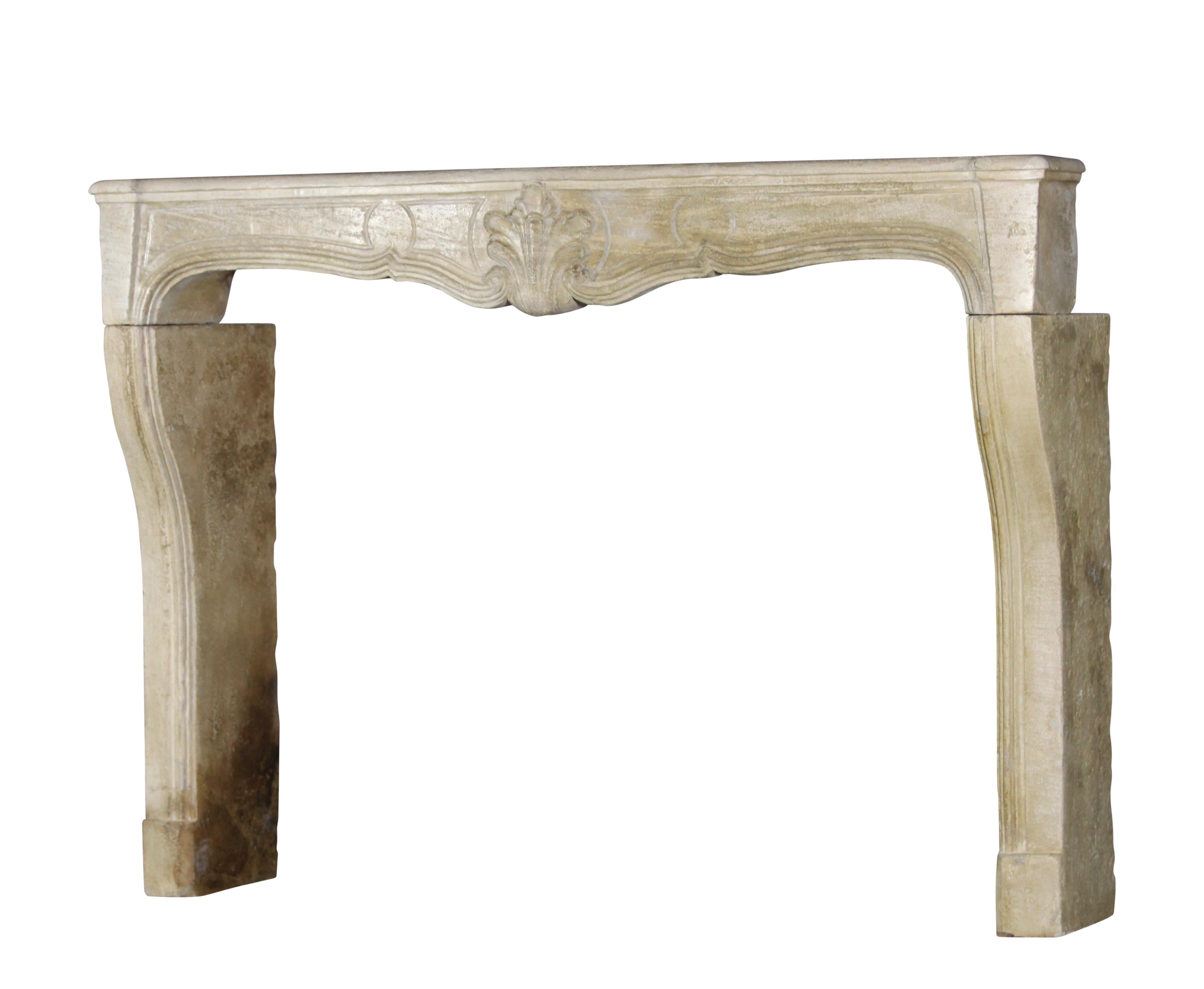 Polished 18th Century French Country Antique Fireplace Surround in Limestone