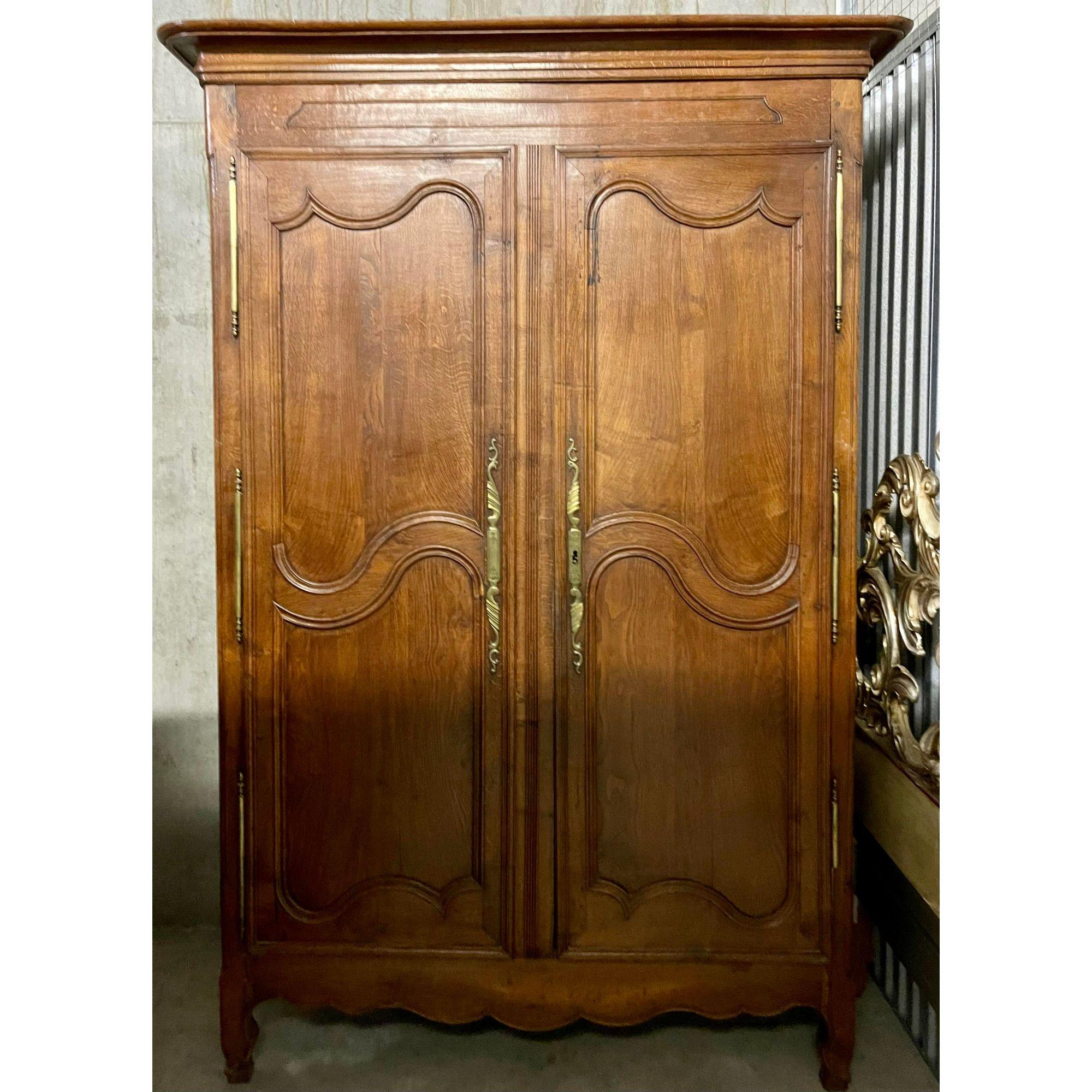 French Provincial 18th Century French Country Armoire Linen Press Wardrobe Cabinet