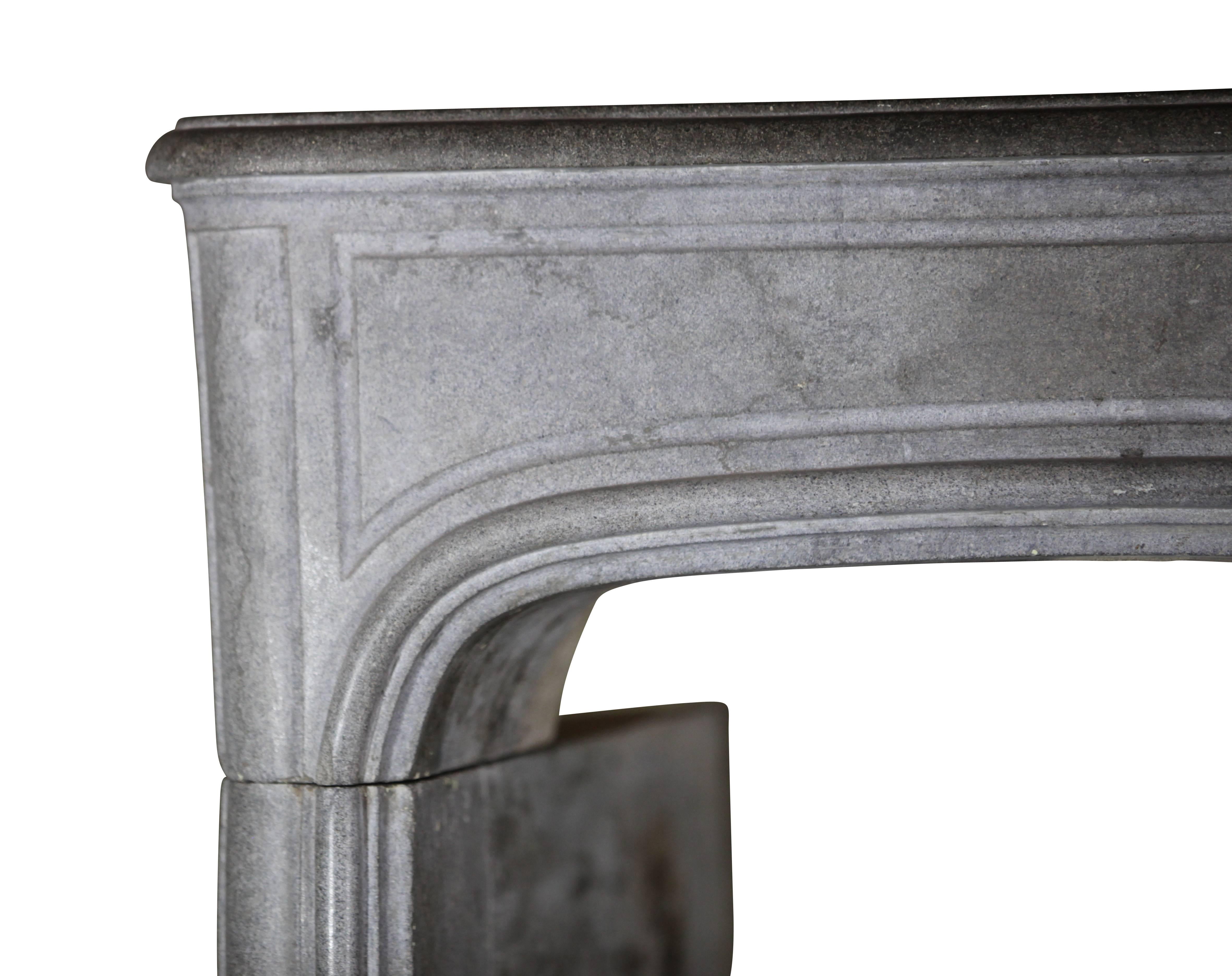 Carved 18th Century French Country Bleu Stone Regency Fireplace Surround For Sale