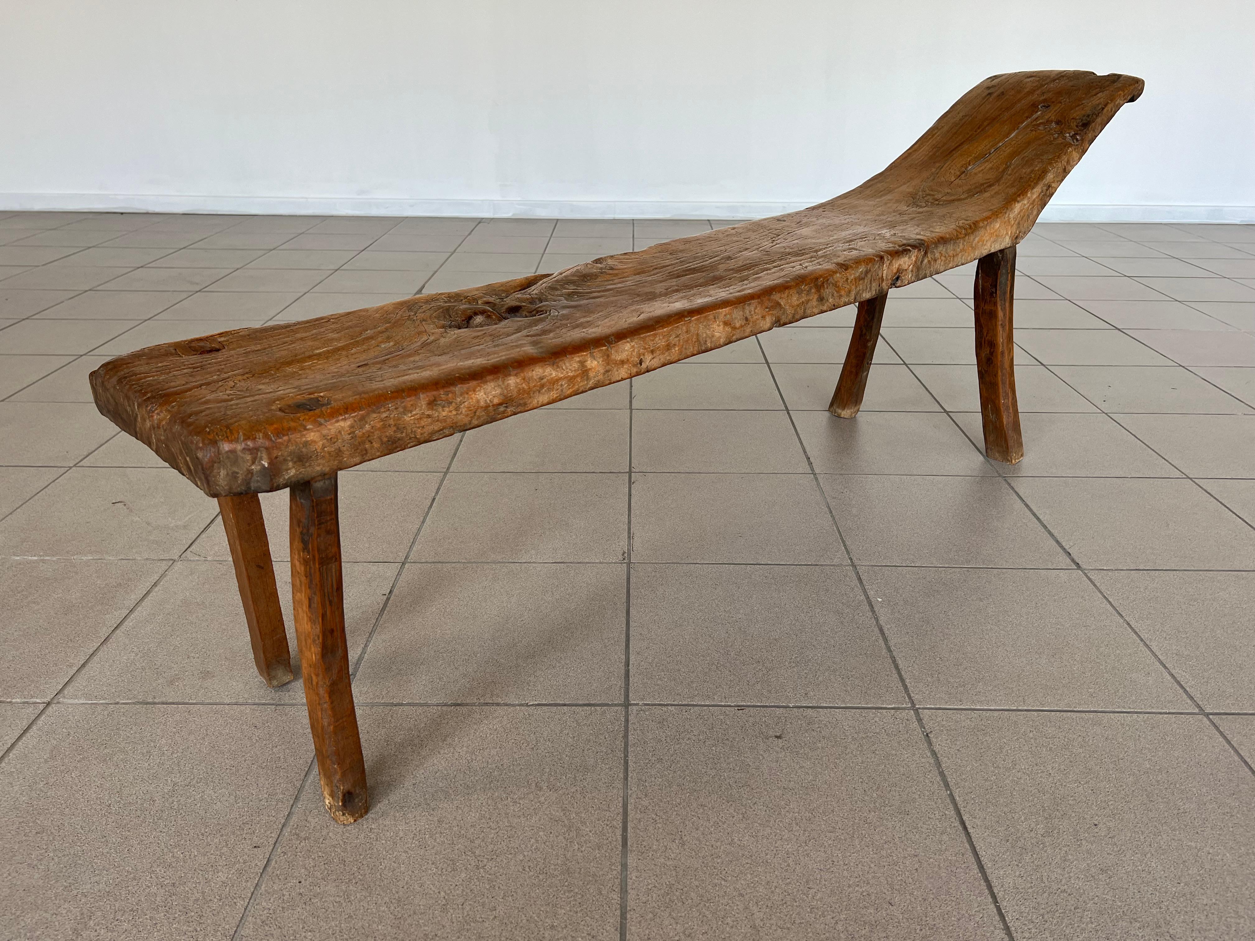 18th Century French Country Carved Oak Rustic Bench 2