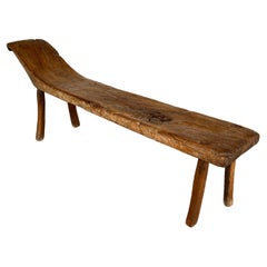 18th Century French Country Carved Oak Rustic Bench