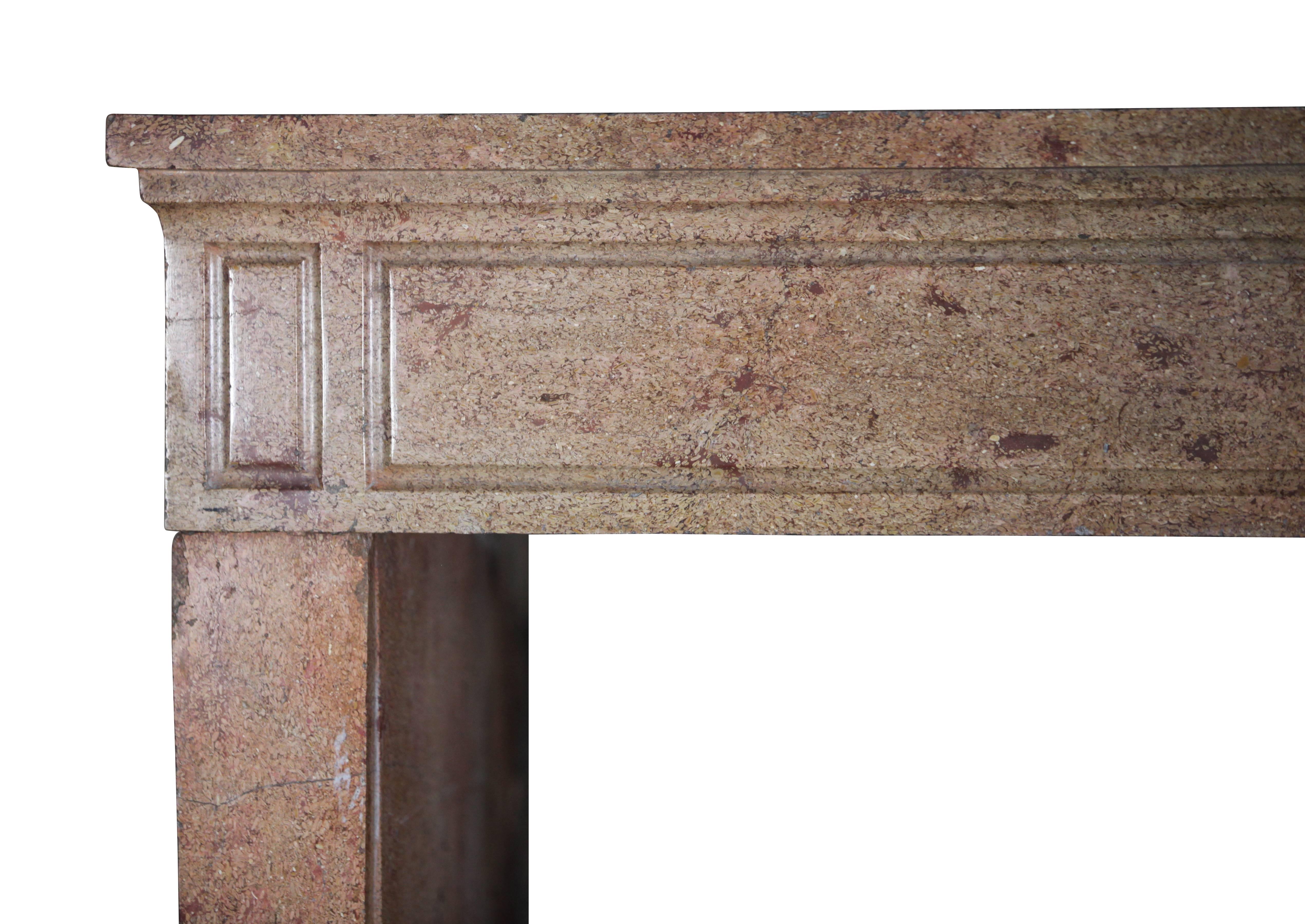 Carved 18th Century French Country Chique Limestone Antique Fireplace Surround For Sale