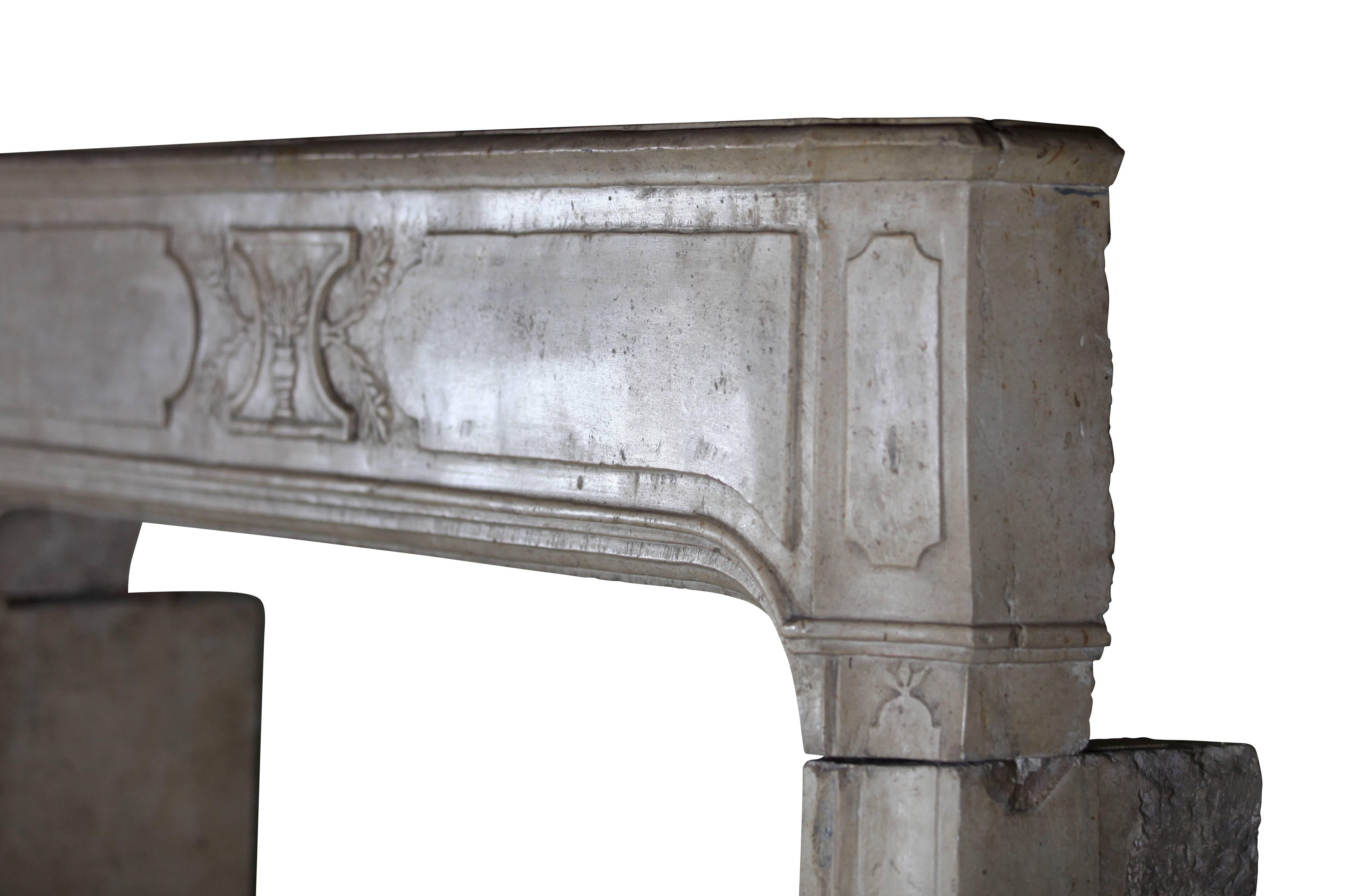 18th Century French Country Hard Limestone Antique Fireplace Surround For Sale 2