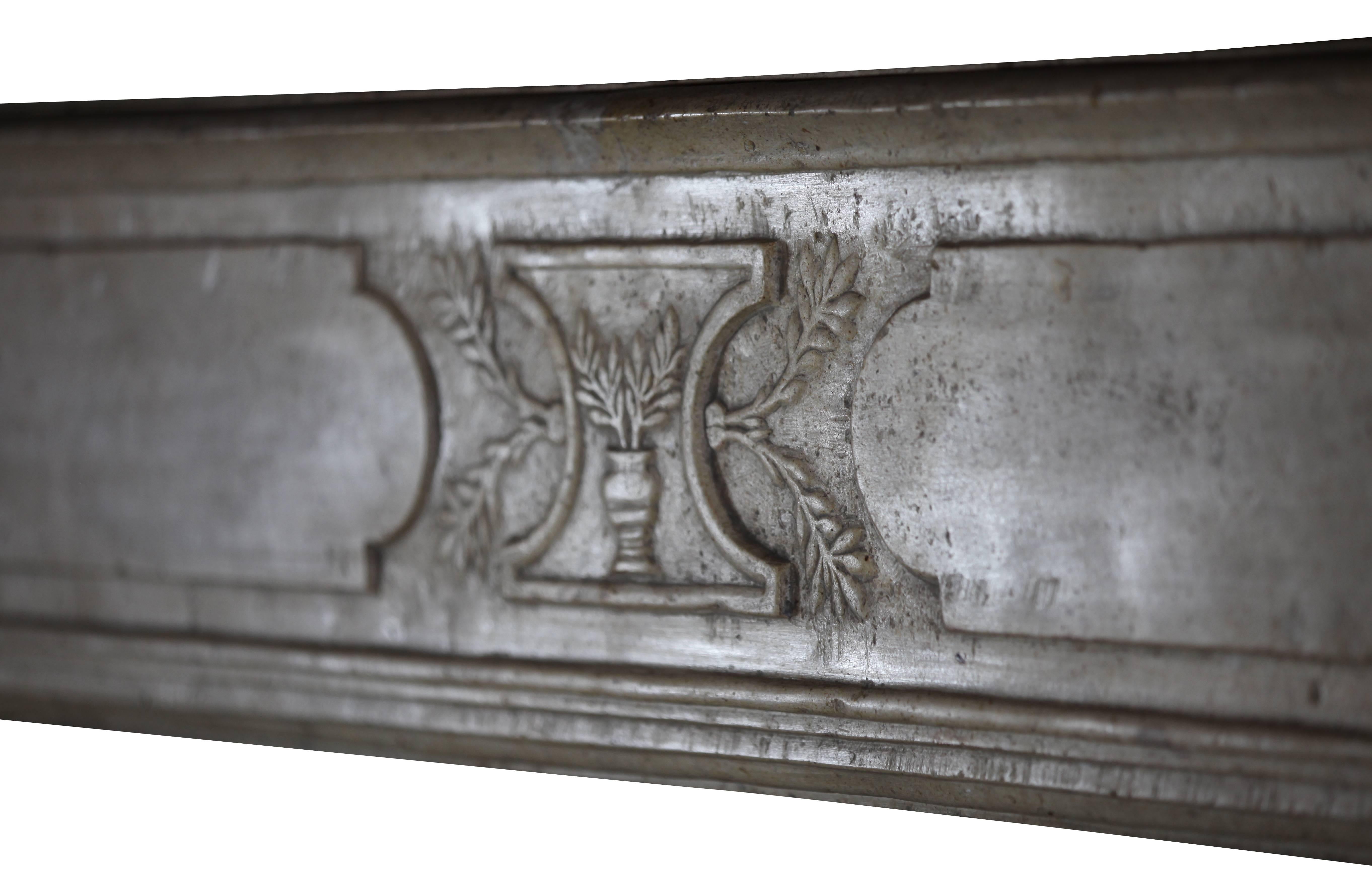 18th Century French Country Hard Limestone Antique Fireplace Surround For Sale 3