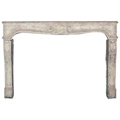 18th Century French Country Limestone Antique Fireplace Surround