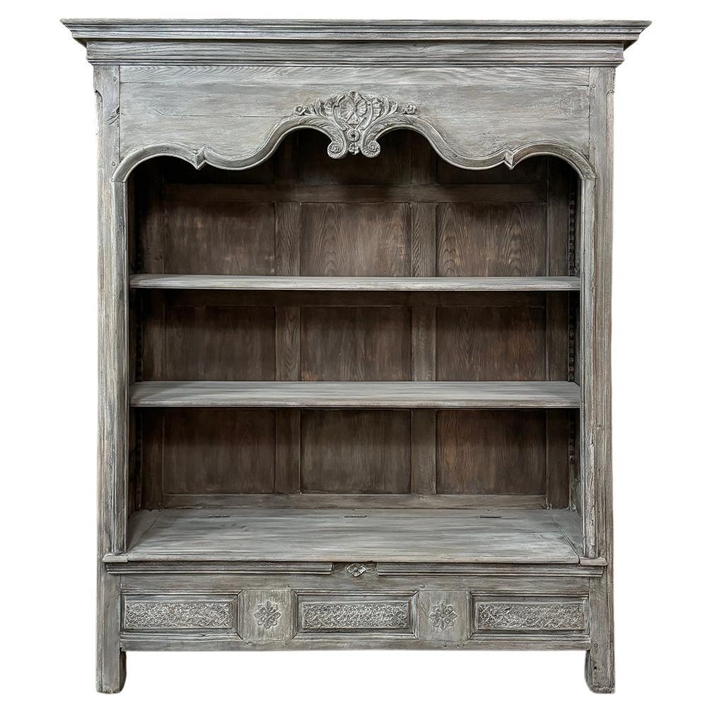 18th Century French Country Louis XIV Open Whitewashed Bookcase ~ Bibliotheque