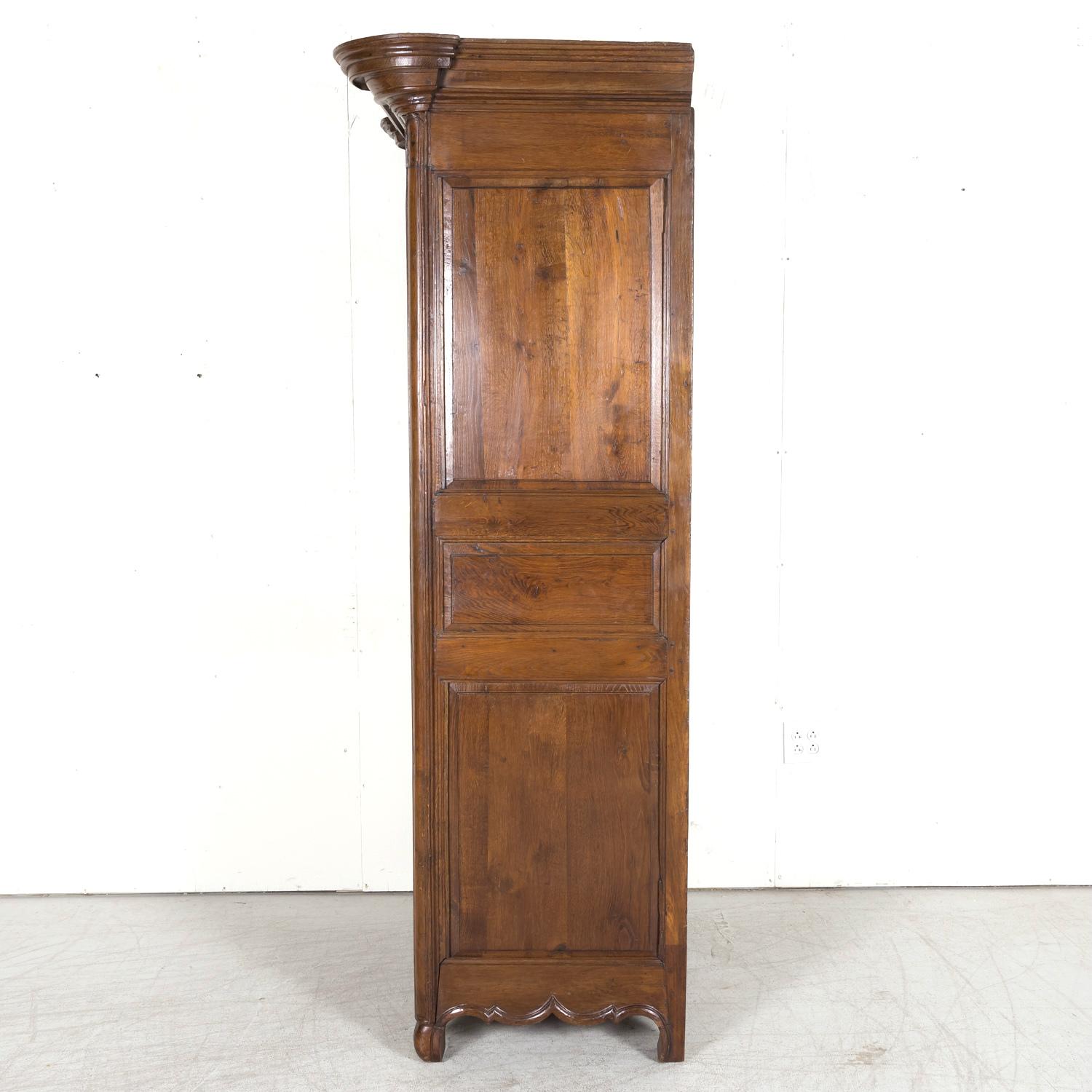 18th Century French Country Louis XV Period Carved Normandy Oak Bonnetiere 9