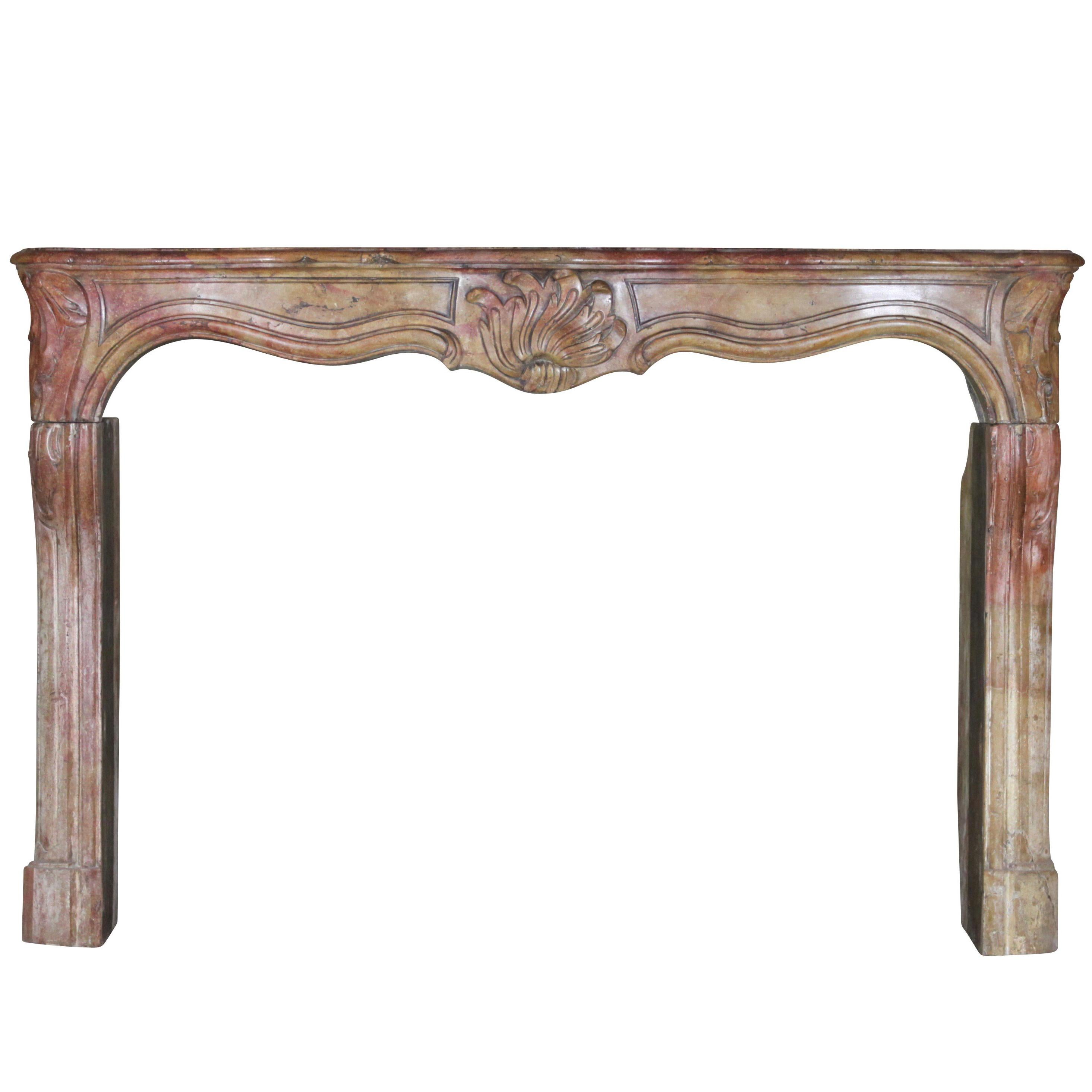 18th Century French Country Marble Hardstone Antique Fireplace Surround For Sale