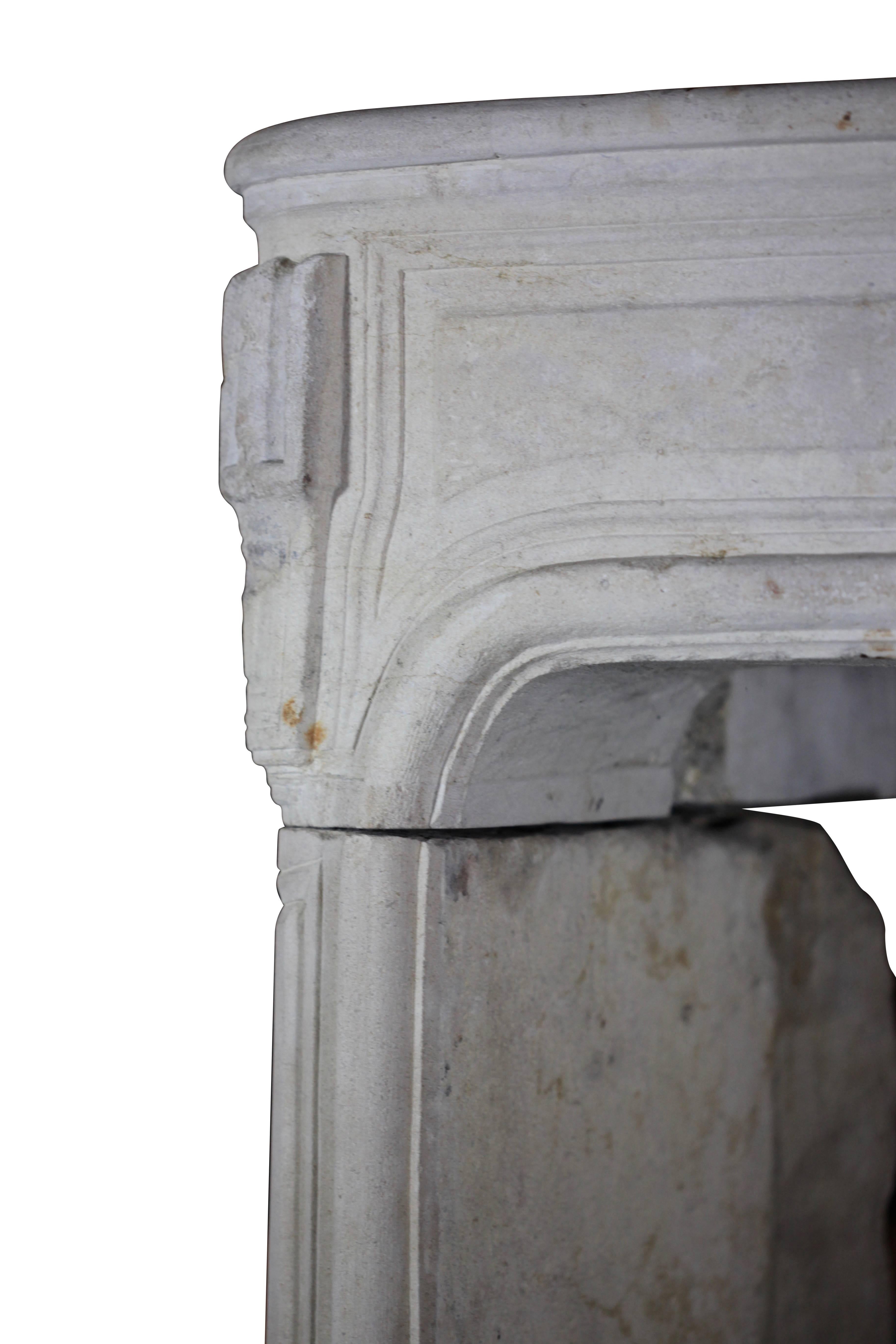 Fine French original antique fireplace surround in limestone from the early Regency period. The jambs have Louis XIV period details. Perfect to create a European country room.
Measures:
166 cm EW 65.35