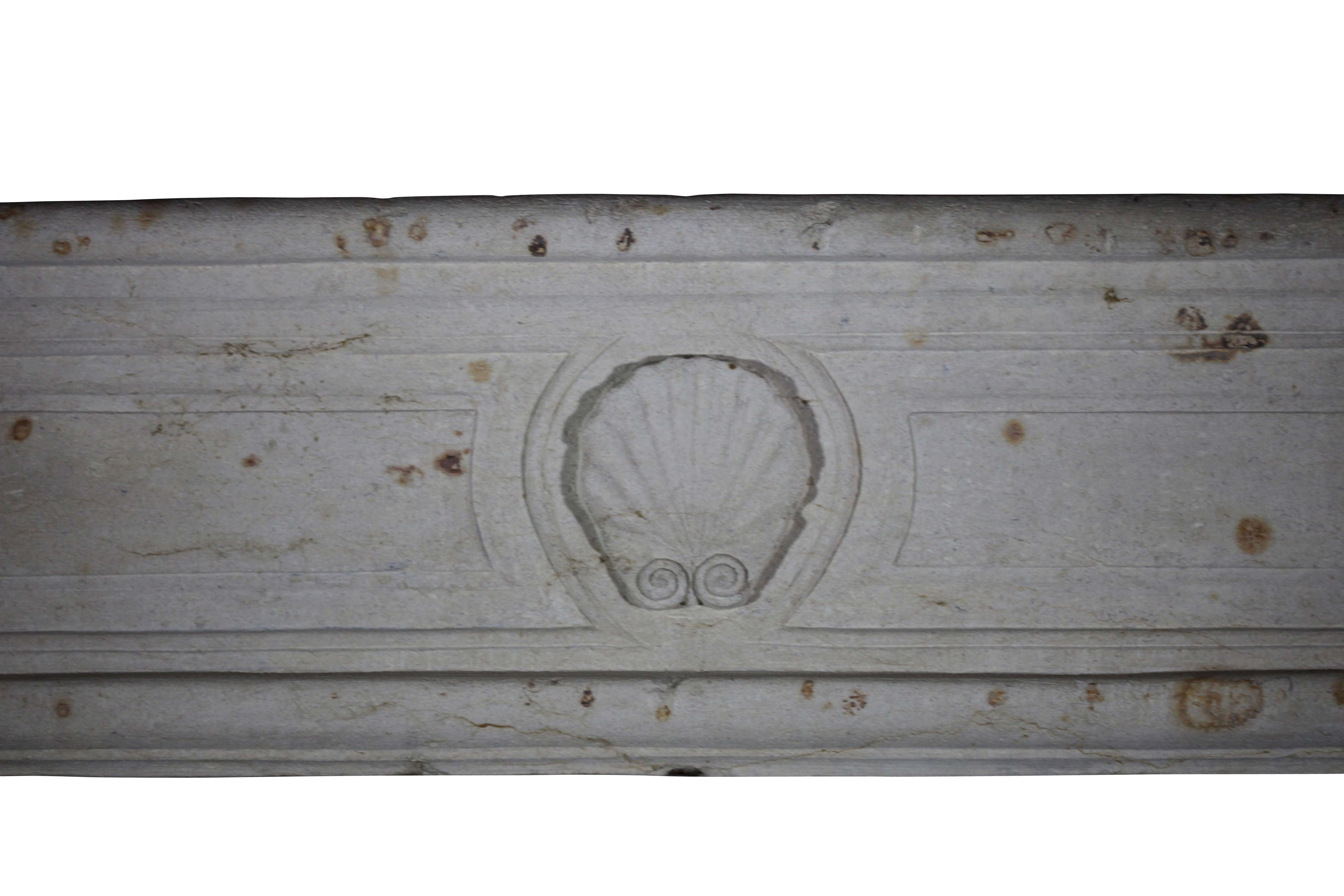Carved 18th Century French Country Regency Period Limestone Fireplace Surround For Sale
