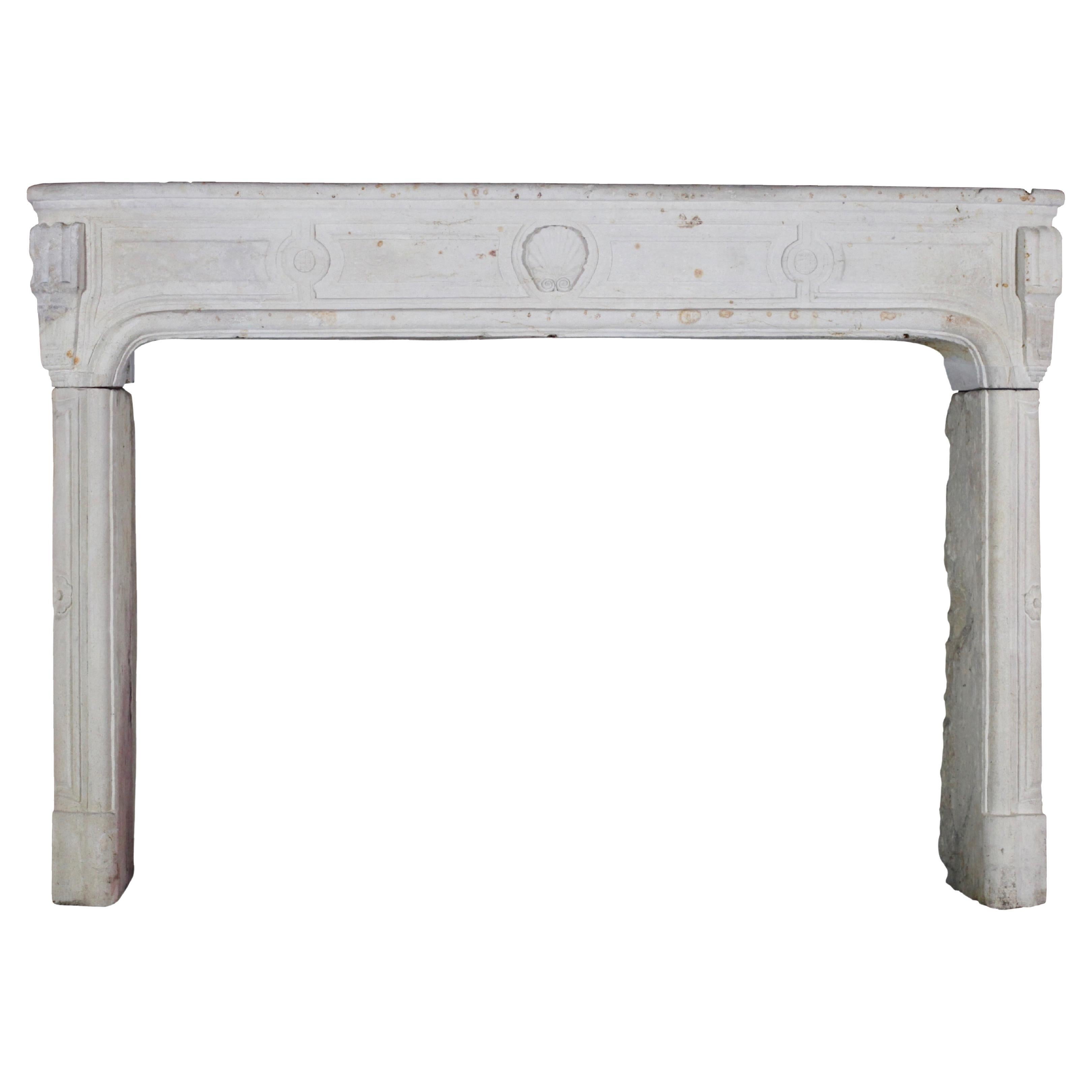 18th Century French Country Regency Period Limestone Fireplace Surround