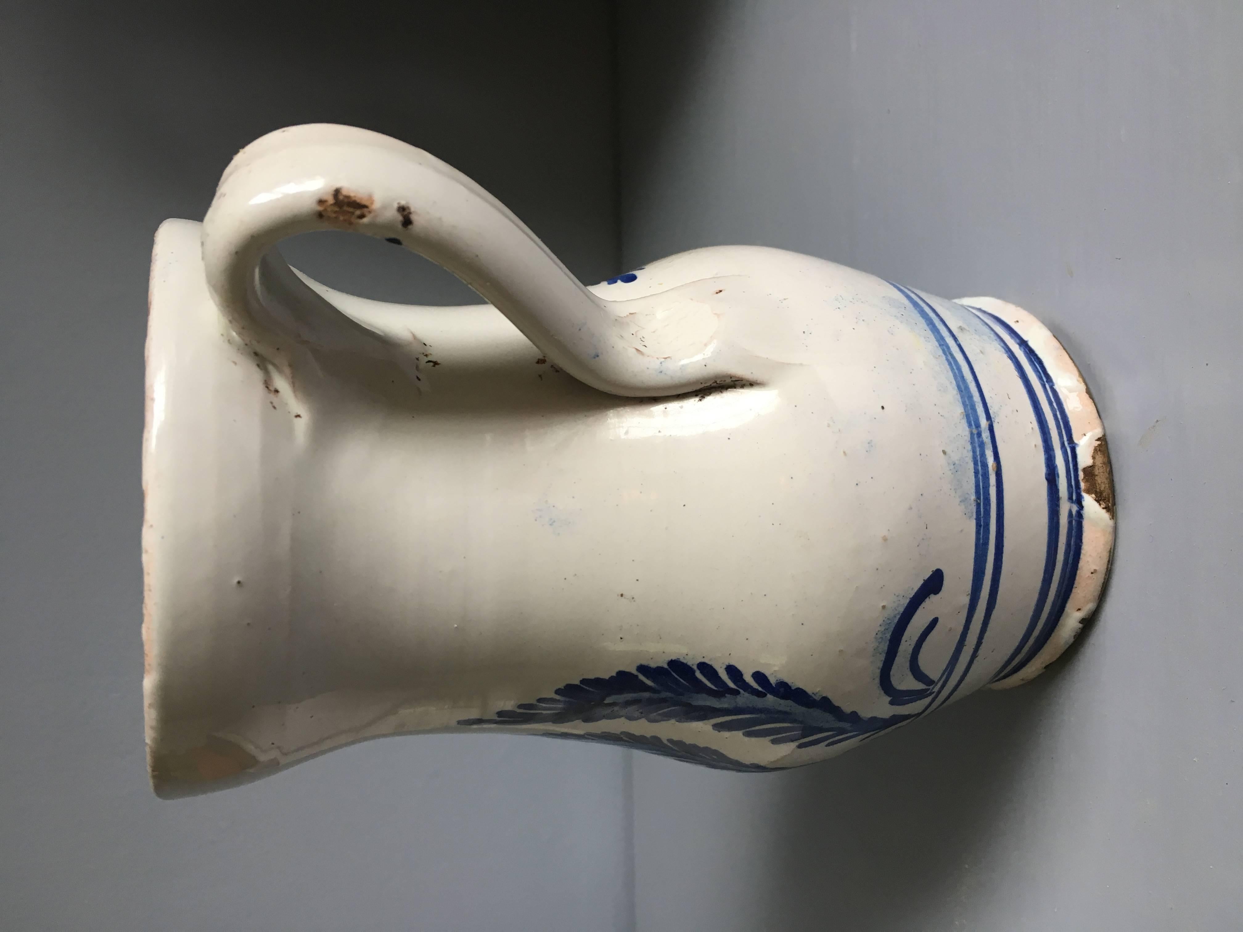 Glazed 18th Century French Cream Pitcher from Nevers