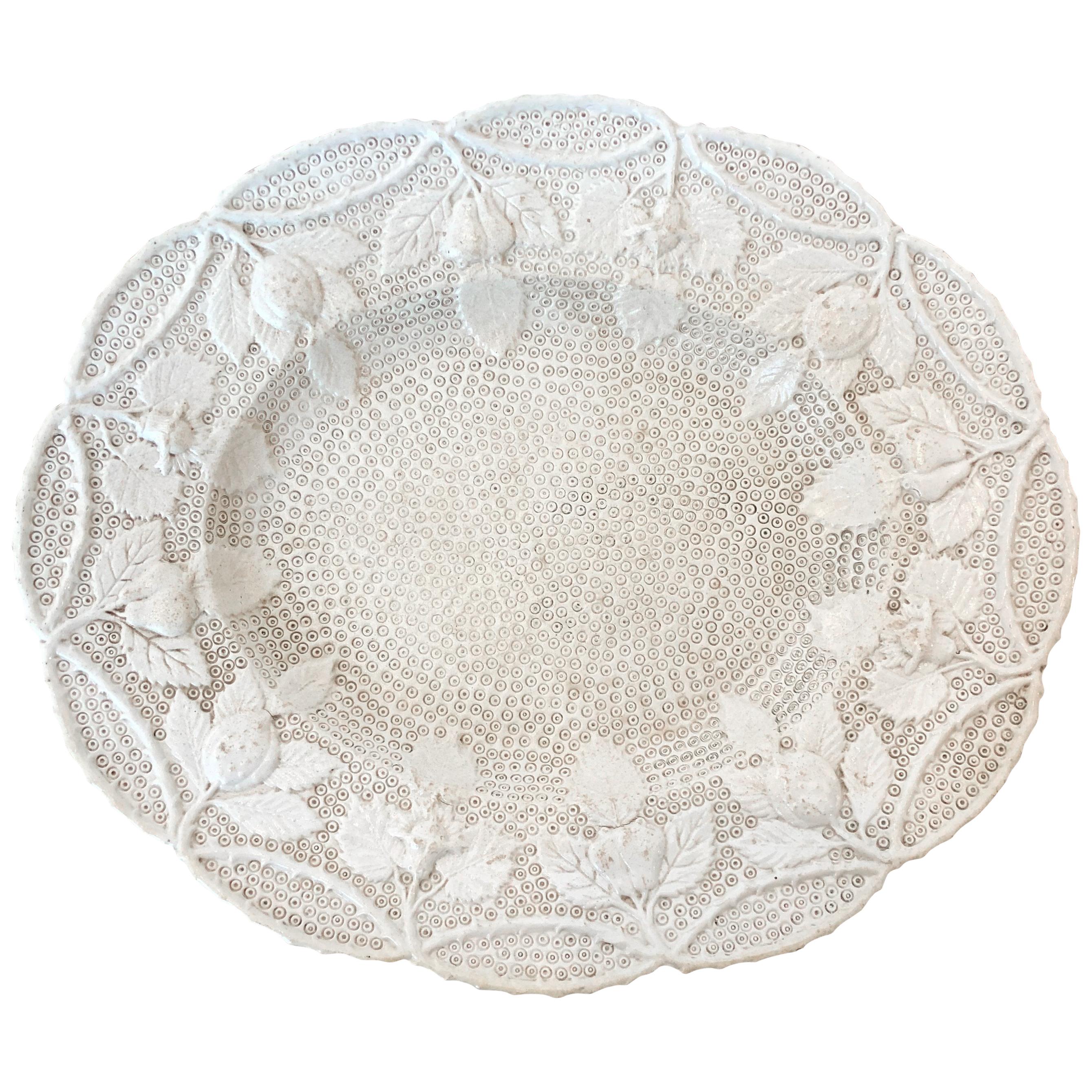 18th Century French Creamware Salt Glaze Tray For Sale