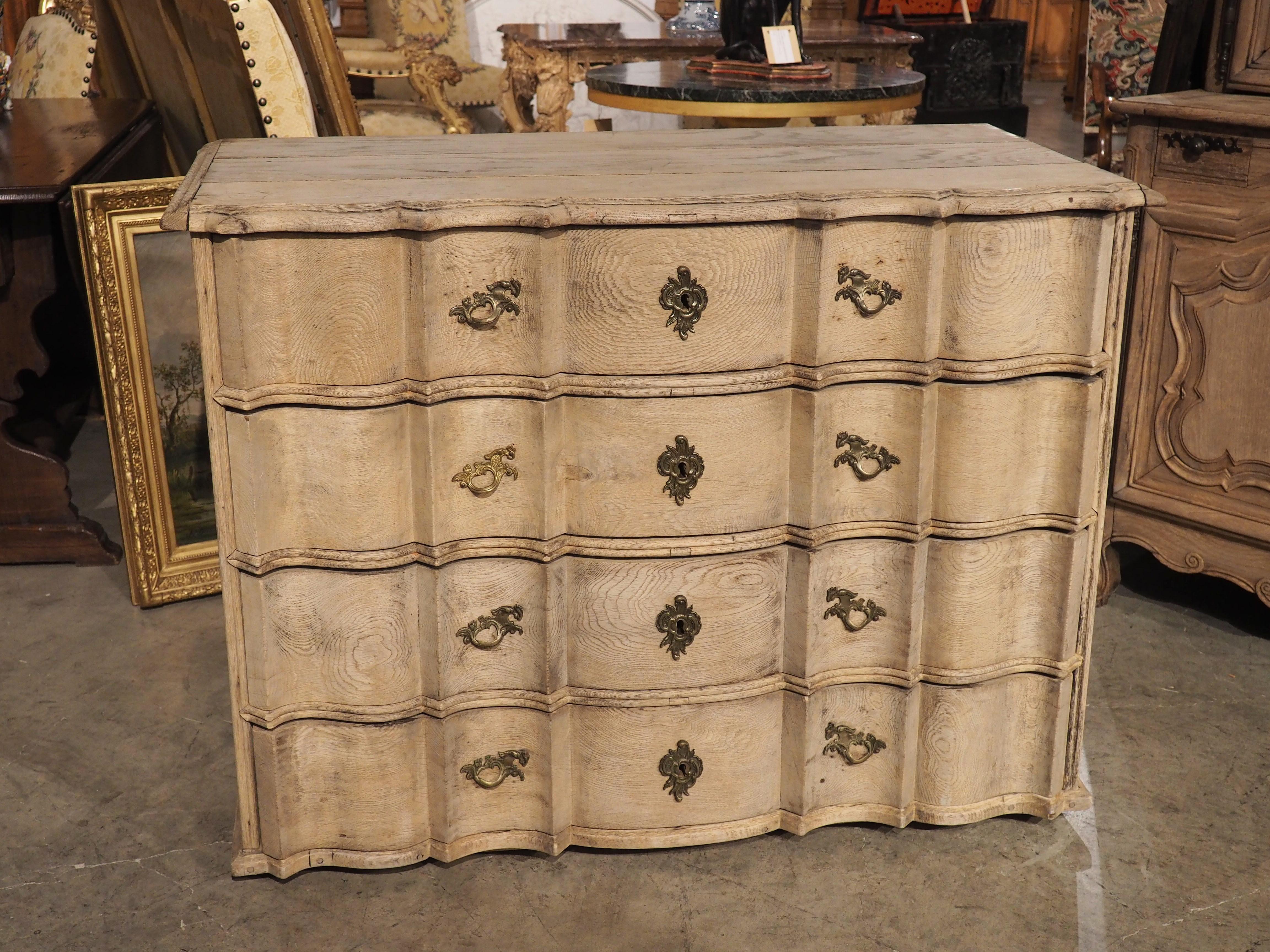 18th Century French Crossbow Front Commode in Bleached Oak 7