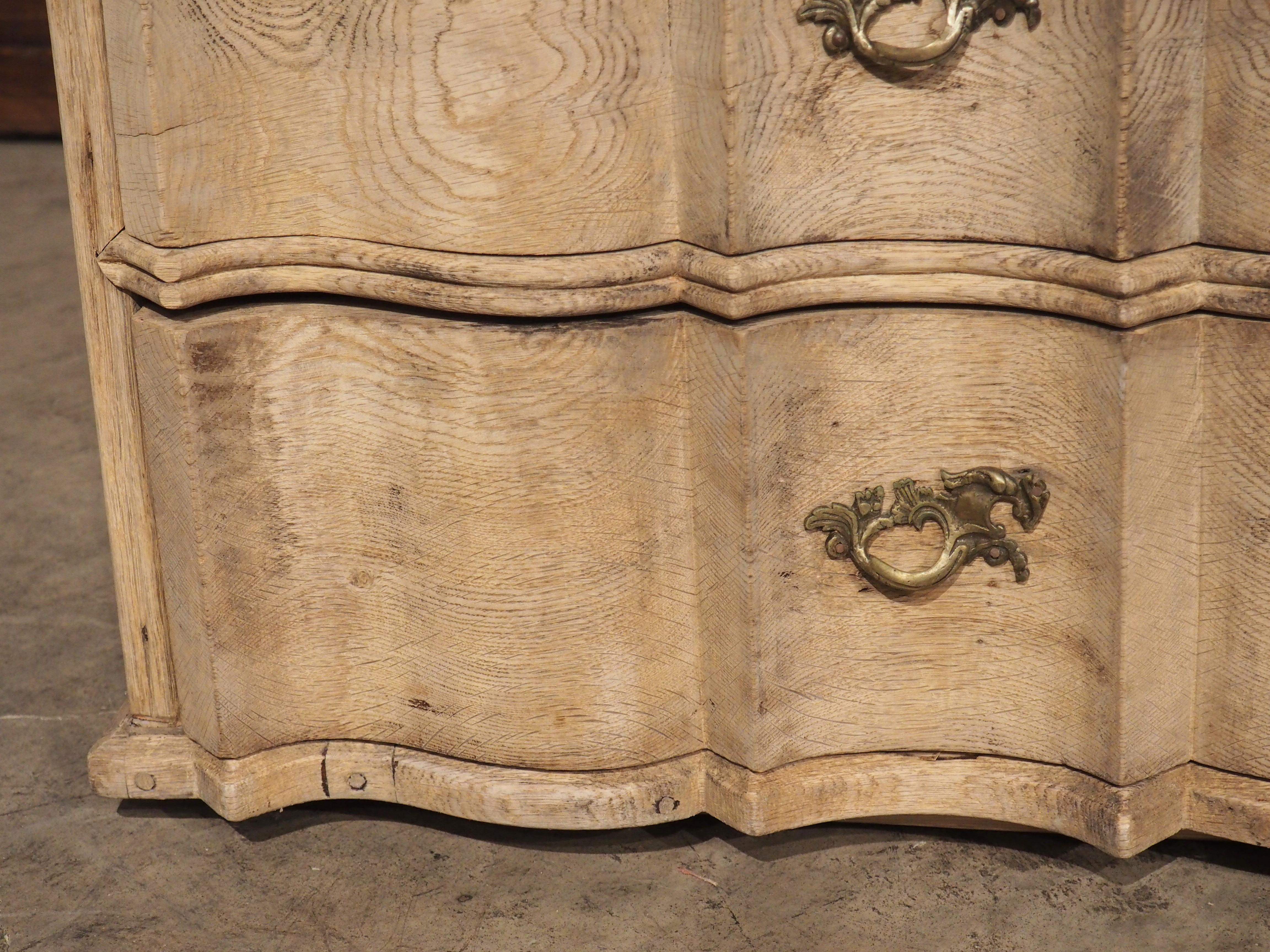 18th Century French Crossbow Front Commode in Bleached Oak 2