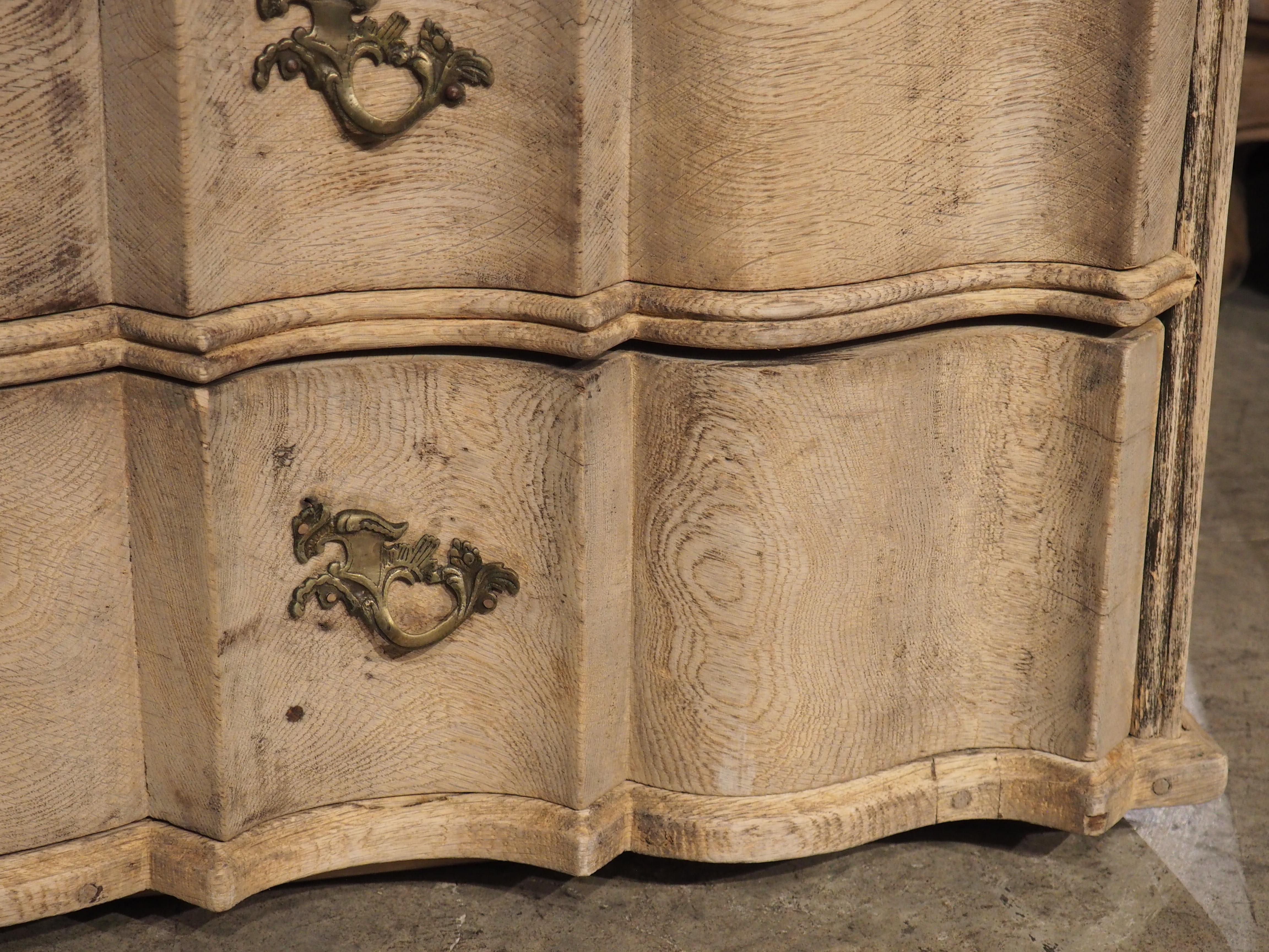 18th Century French Crossbow Front Commode in Bleached Oak 3