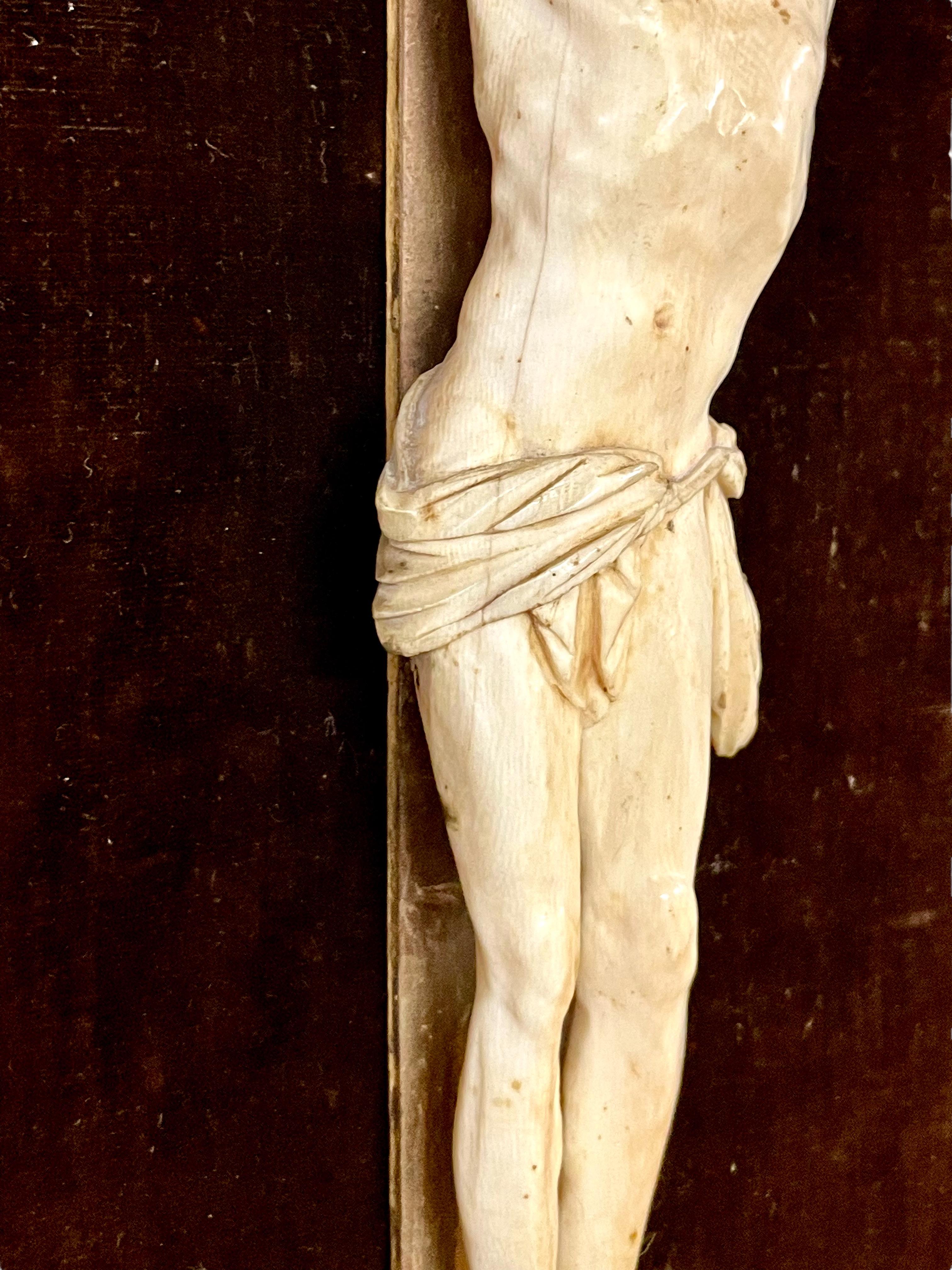 18th Century and Earlier Regence Period French Crucifix in a Giltwood Frame 18th Century For Sale