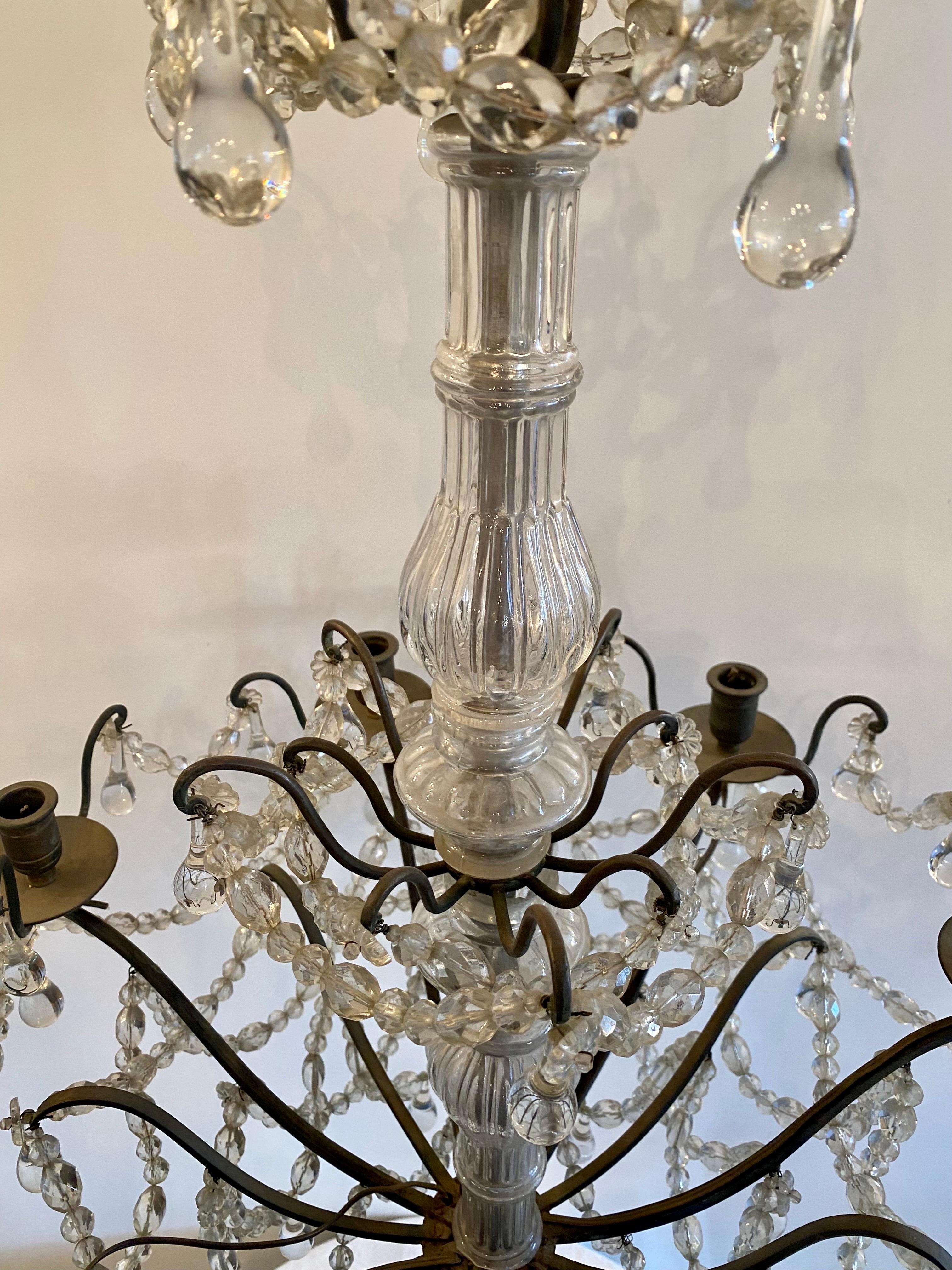 Bronze 18th Century French Crystal Chandelier For Sale