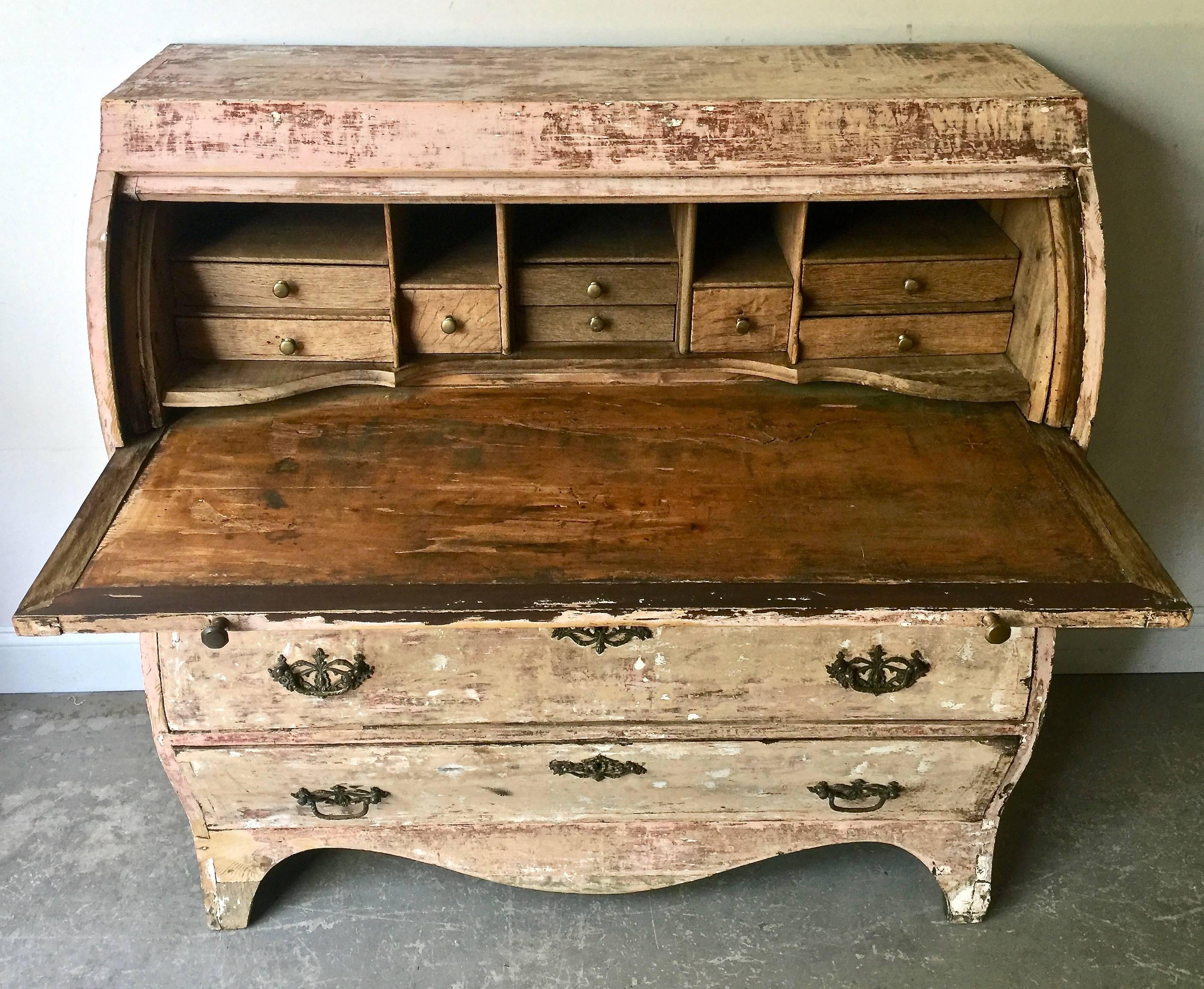 Hand-Carved 18th Century Dutch Cylinder Bureau/Secretaire