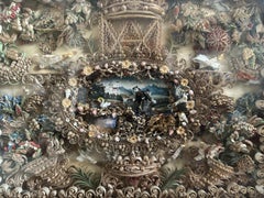 18th Century French Devotional Shadow Box with Nevers Glass Figures