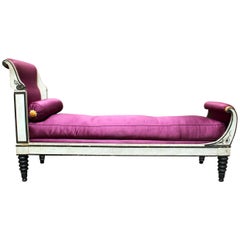 Antique 18th Century French Directoire Chaise Longue with a Black and White Finish