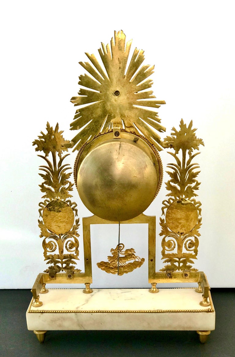 18th Century French Directoire Ormolu and Enamel Clock by Deverberie In Good Condition For Sale In Essex, MA