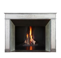 French Antique Classical Fireplace in Bleu Turquin and Statuary Marble
