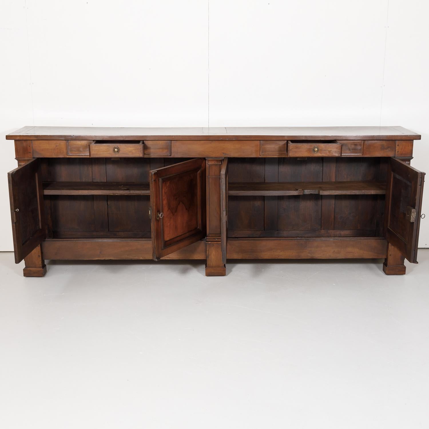 Late 18th Century 18th Century French Directoire Period Walnut Lyonnaise Enfilade Buffet